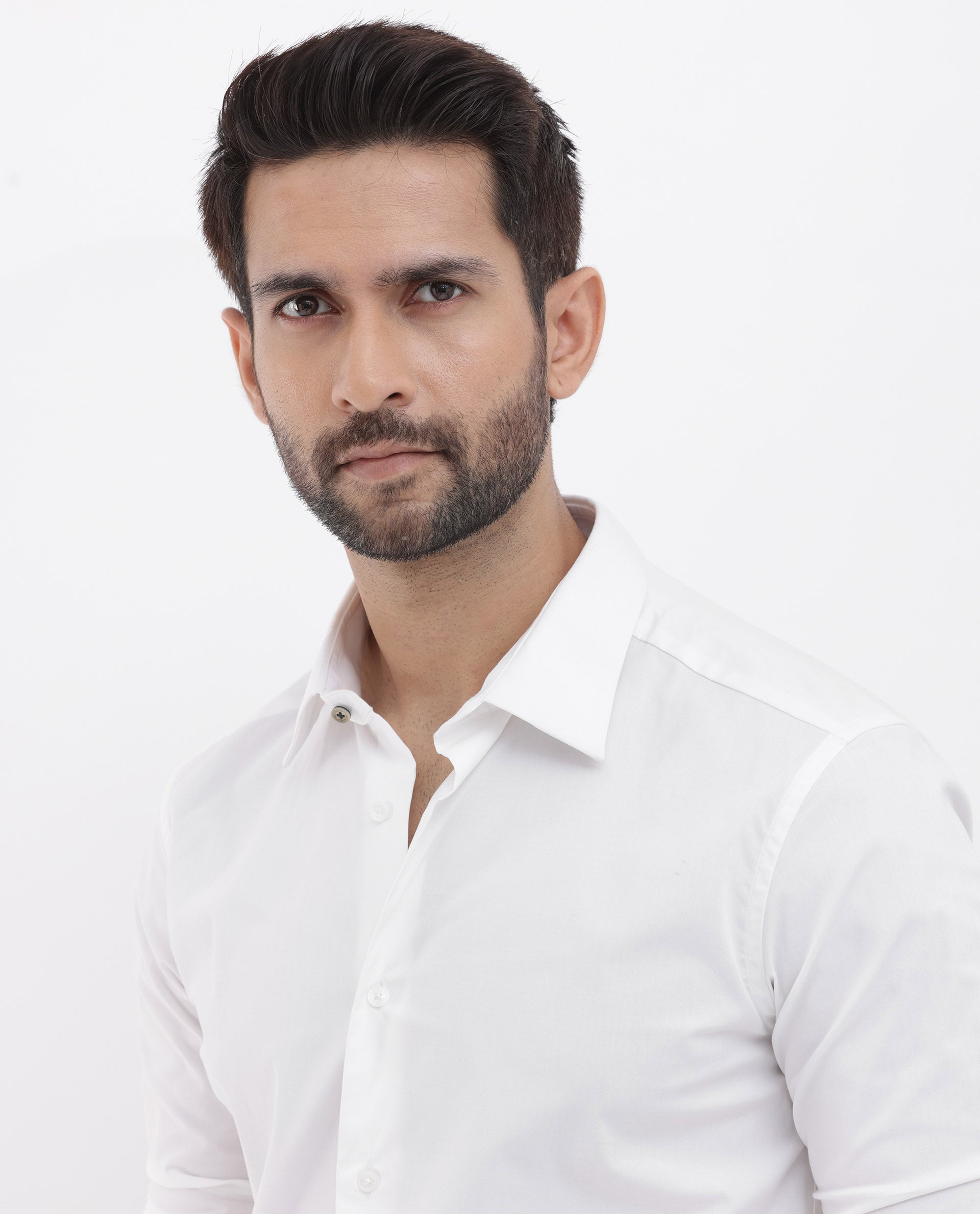 Rare Rabbit Men's Neutron-8 White Cotton Polyester Fabric Full Sleeves Solid Shirt