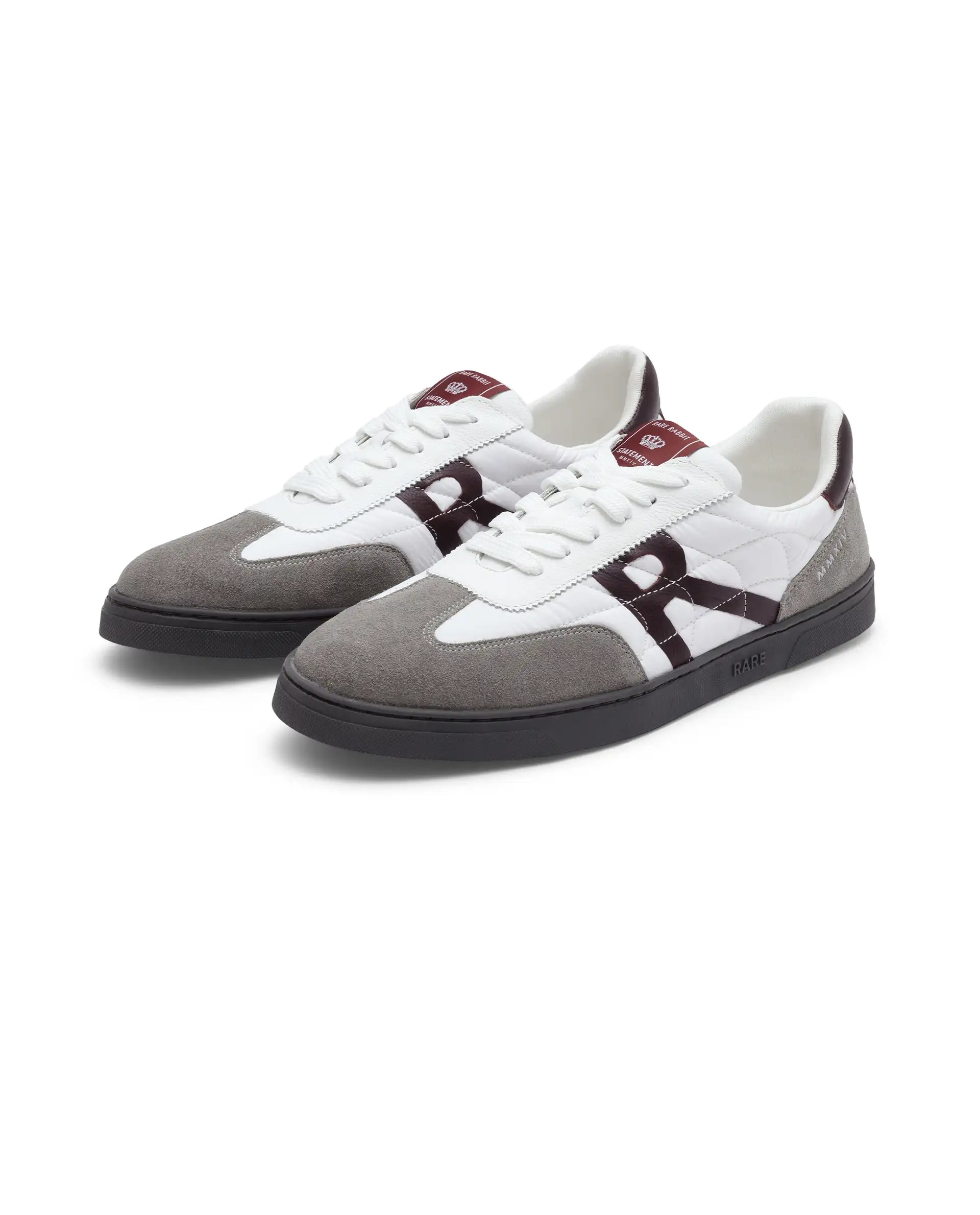 Rare Rabbit Men Atlas White Genuine Suede and Parachute Dual Tone Lace-Up Sneaker Shoes