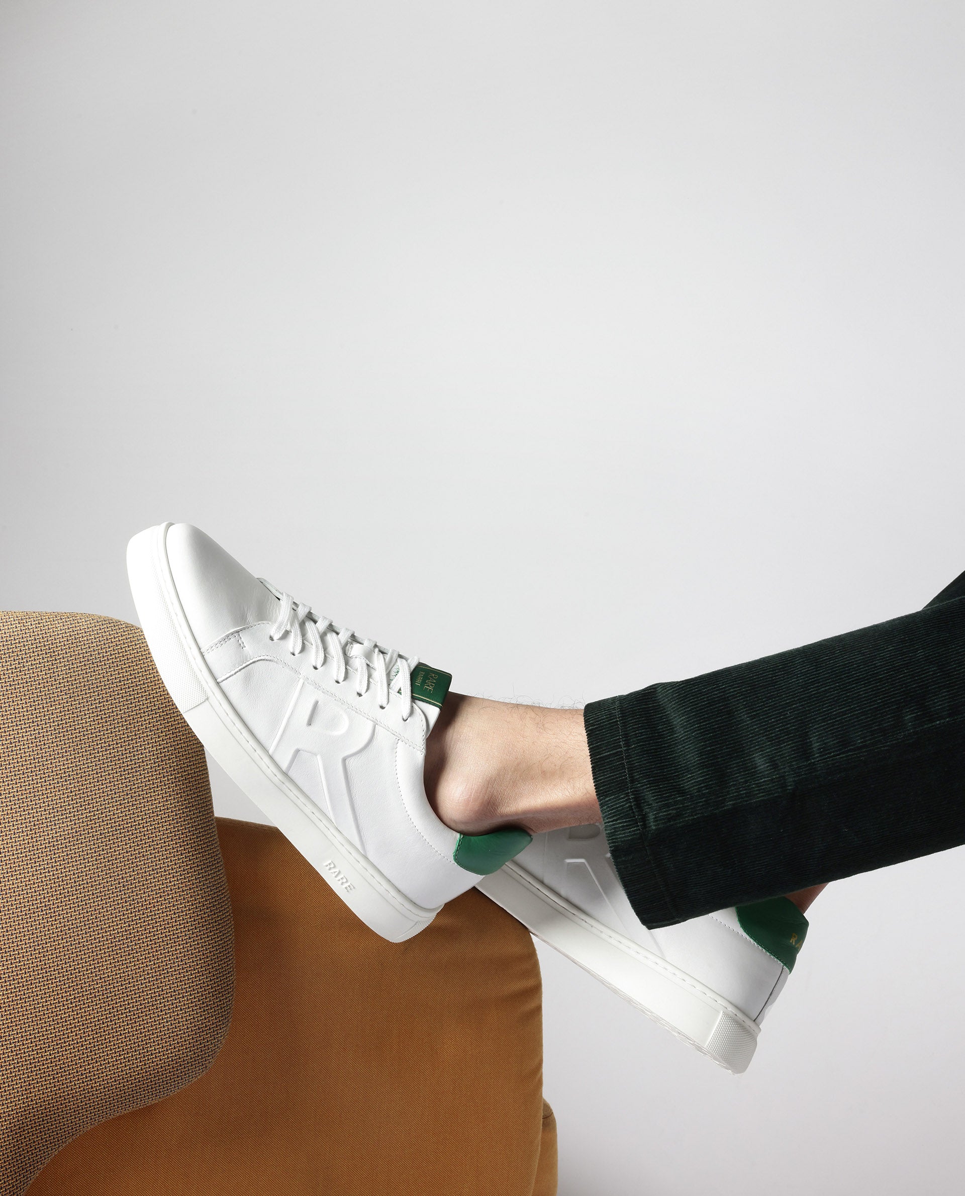 Rare Rabbit Men's Odessa Pro White Genuine Leather Low-Top Lace-up Sneaker Shoes