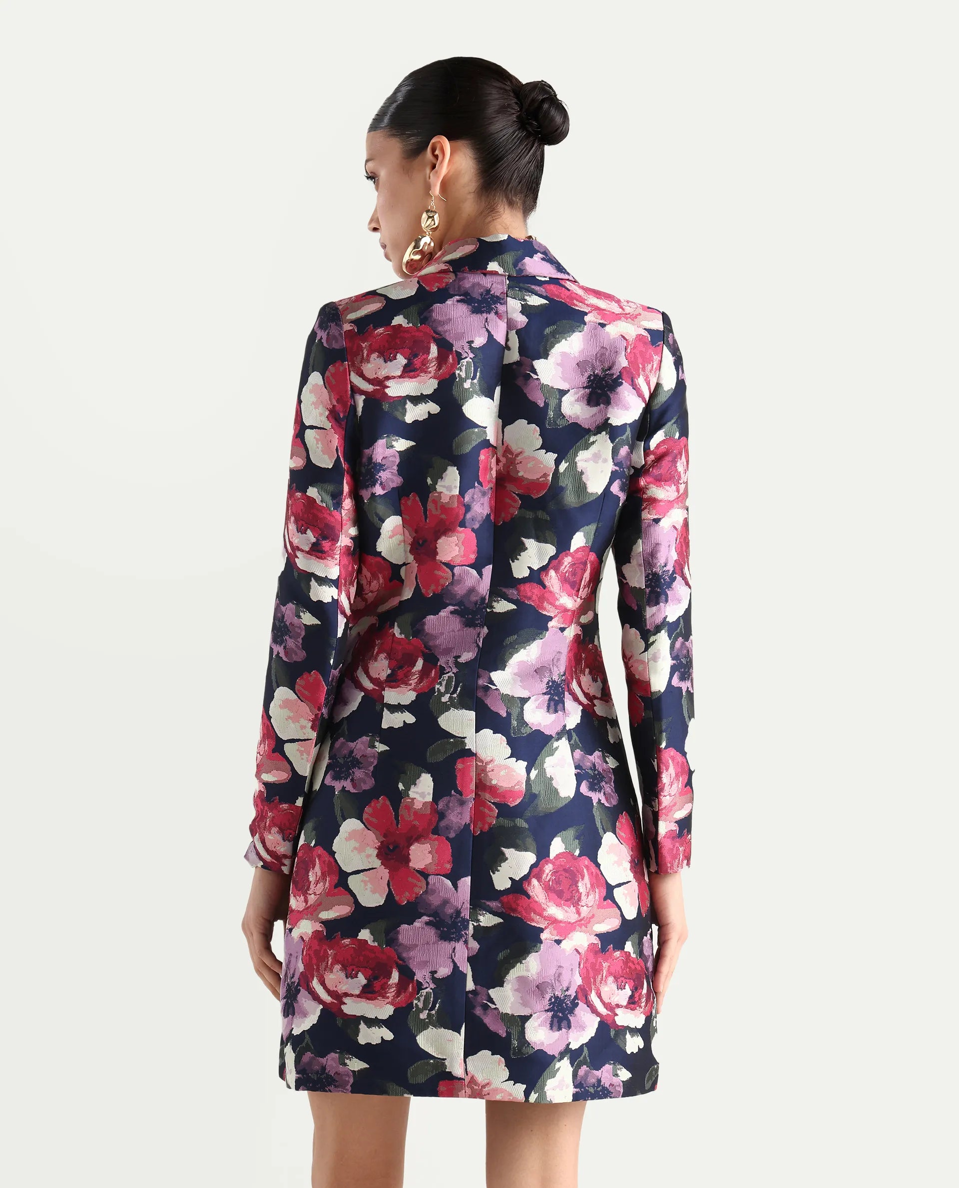 Rareism Women's Oluklu Mullti Polyester Blend Drop Collar Jacquard Knee Length Regular Fit Dress