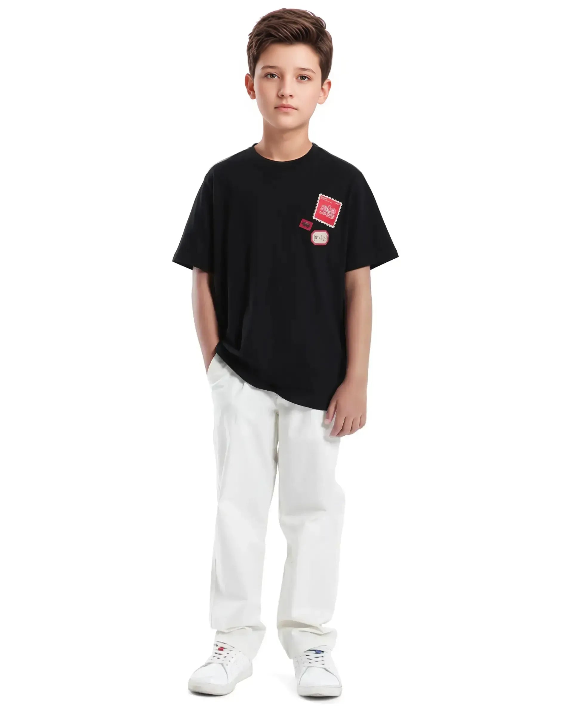 Rare Ones Kids Orbo Black Cotton Blend Half Sleeve Printed Regular Fit T-Shirt