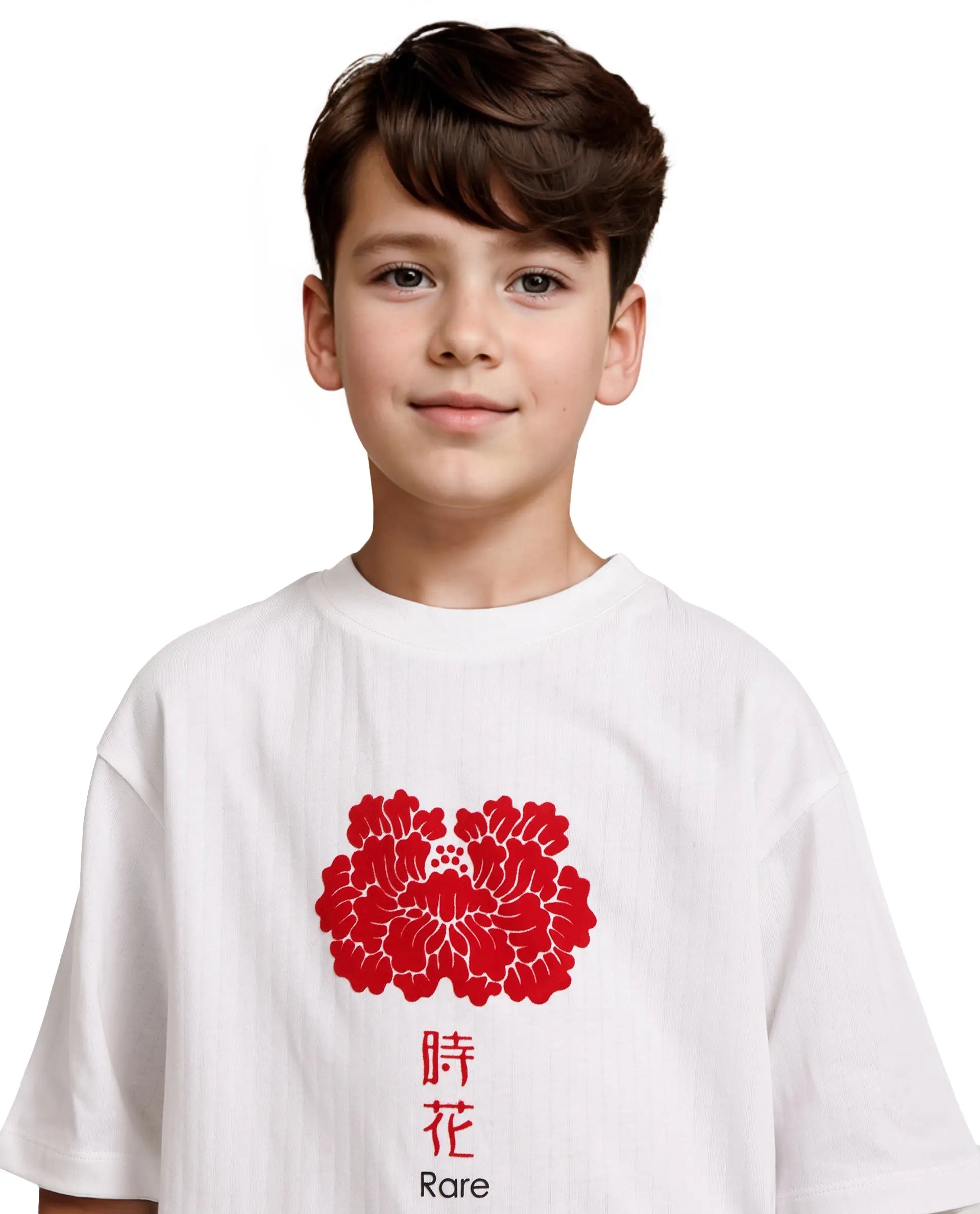 Rare Ones Kids Orel White Cotton Half Sleeves Oversized Fit Crew Neck Graphic Print T-Shirt
