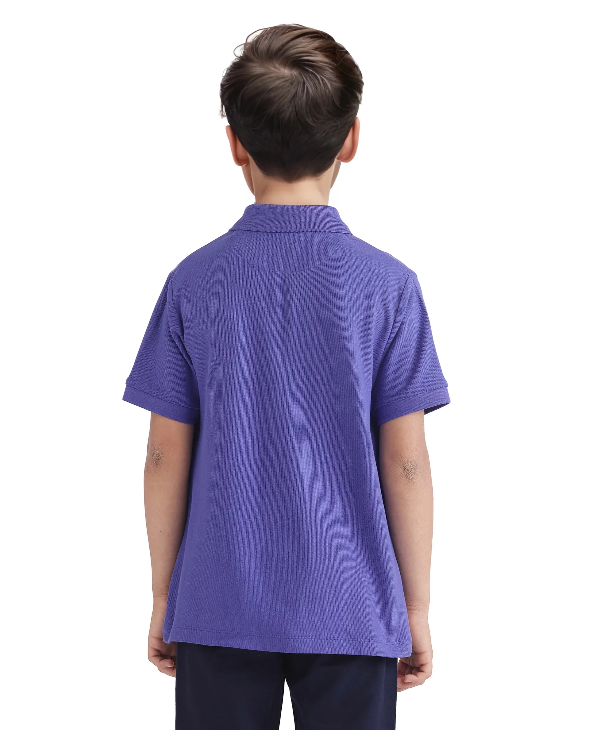 Rare Ones Kids Orik Purple Cotton Short Sleeve Embroidered Regular Fit Polo