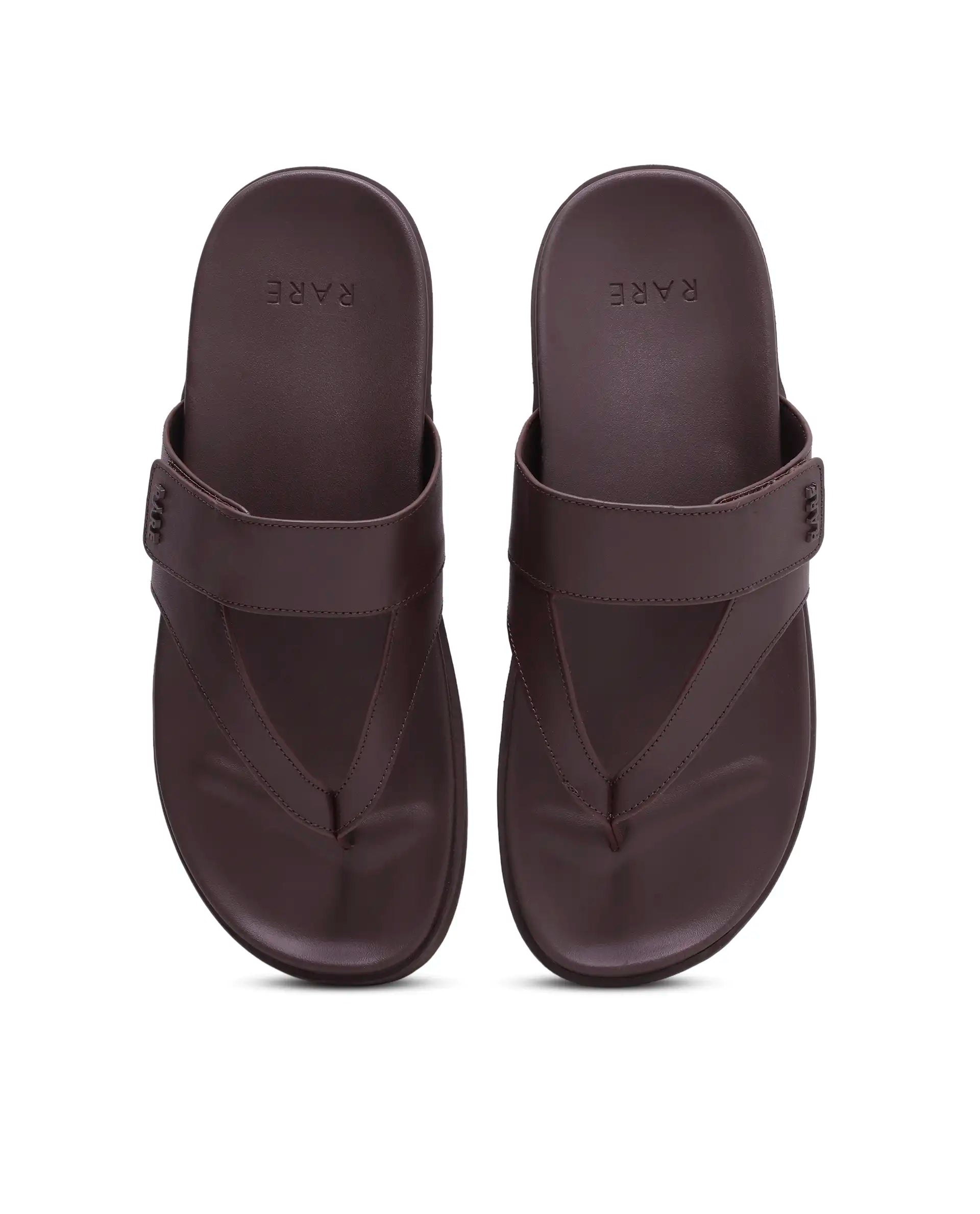 Rarez Men's Orin Dark Holy Rust Leather Upper Material TPR Sole Sandal