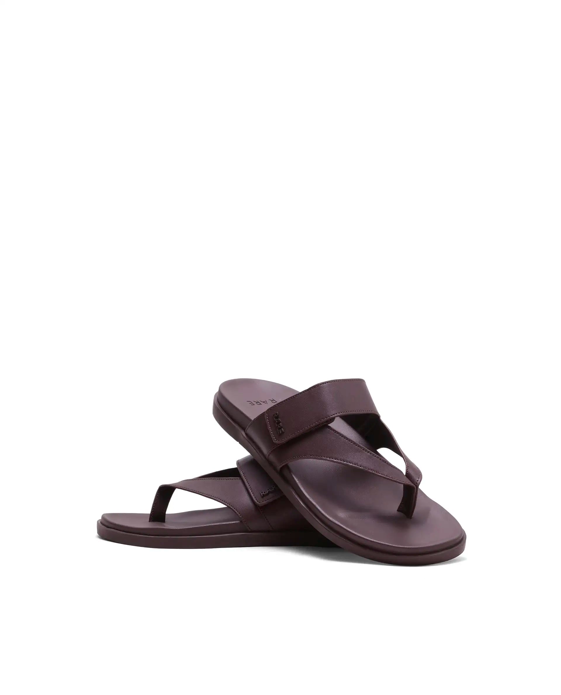 Rarez Men's Orin Dark Holy Rust Leather Upper Material TPR Sole Sandal