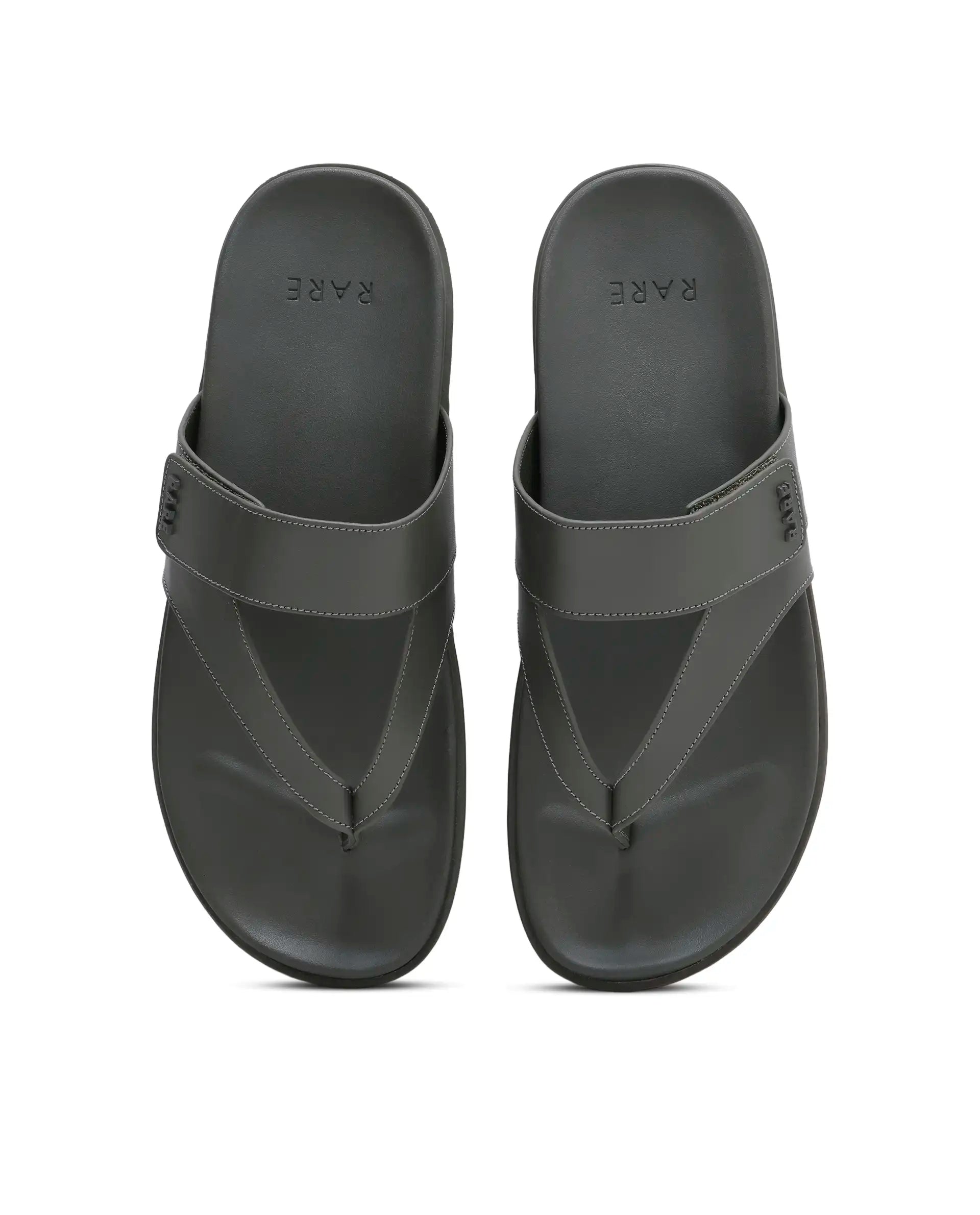 Rarez Men's Orin Olive Leather Upper Material TPR Sole Sandal
