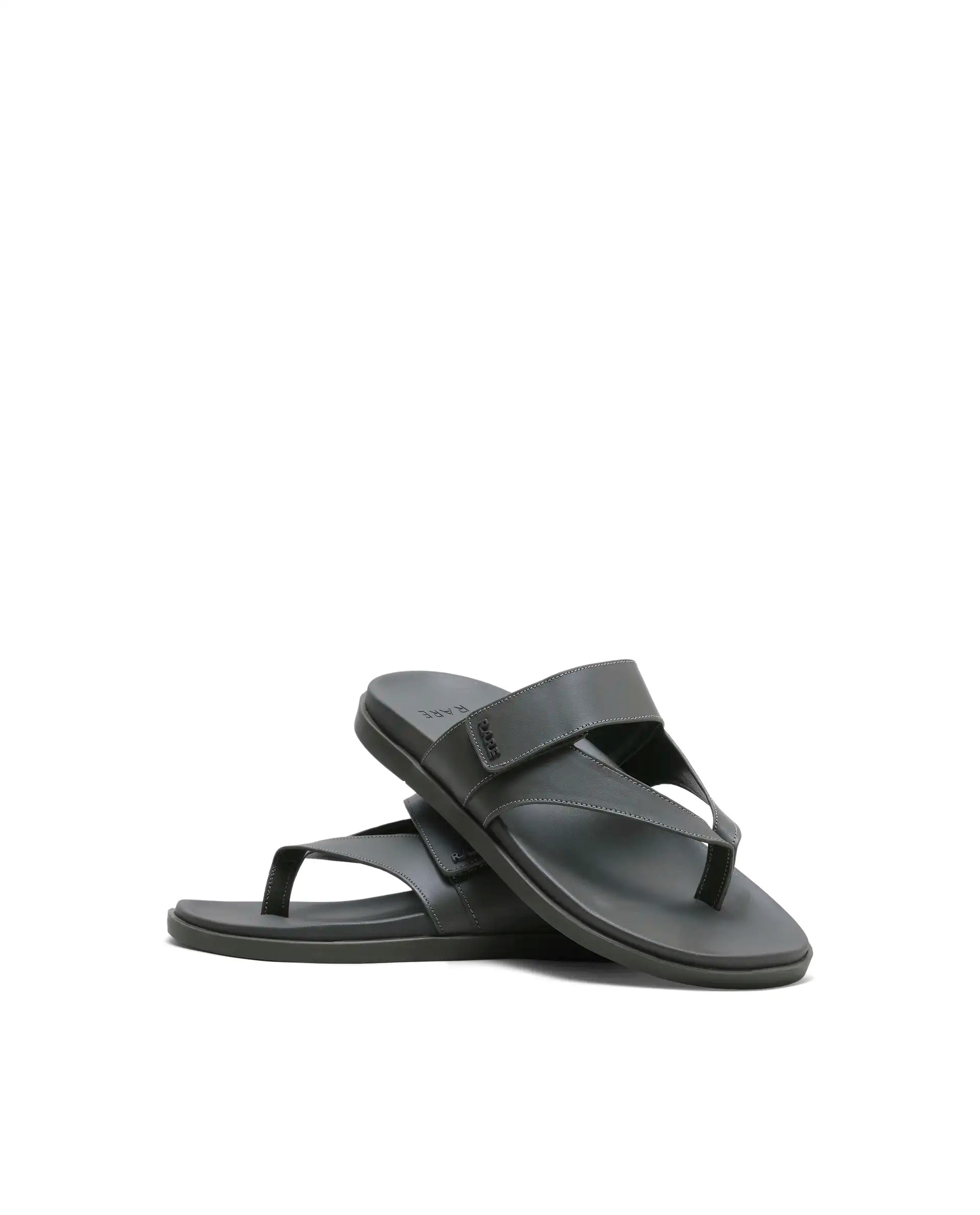 Rarez Men's Orin Olive Leather Upper Material TPR Sole Sandal