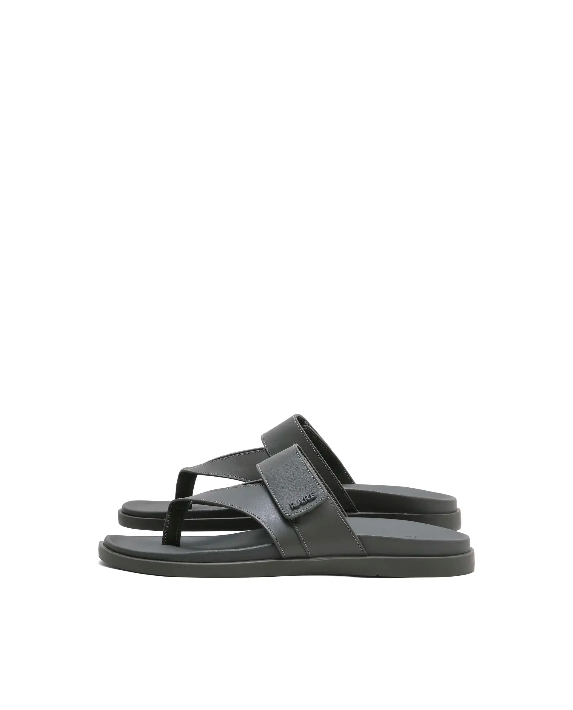 Rarez Men's Orin Olive Leather Upper Material TPR Sole Sandal