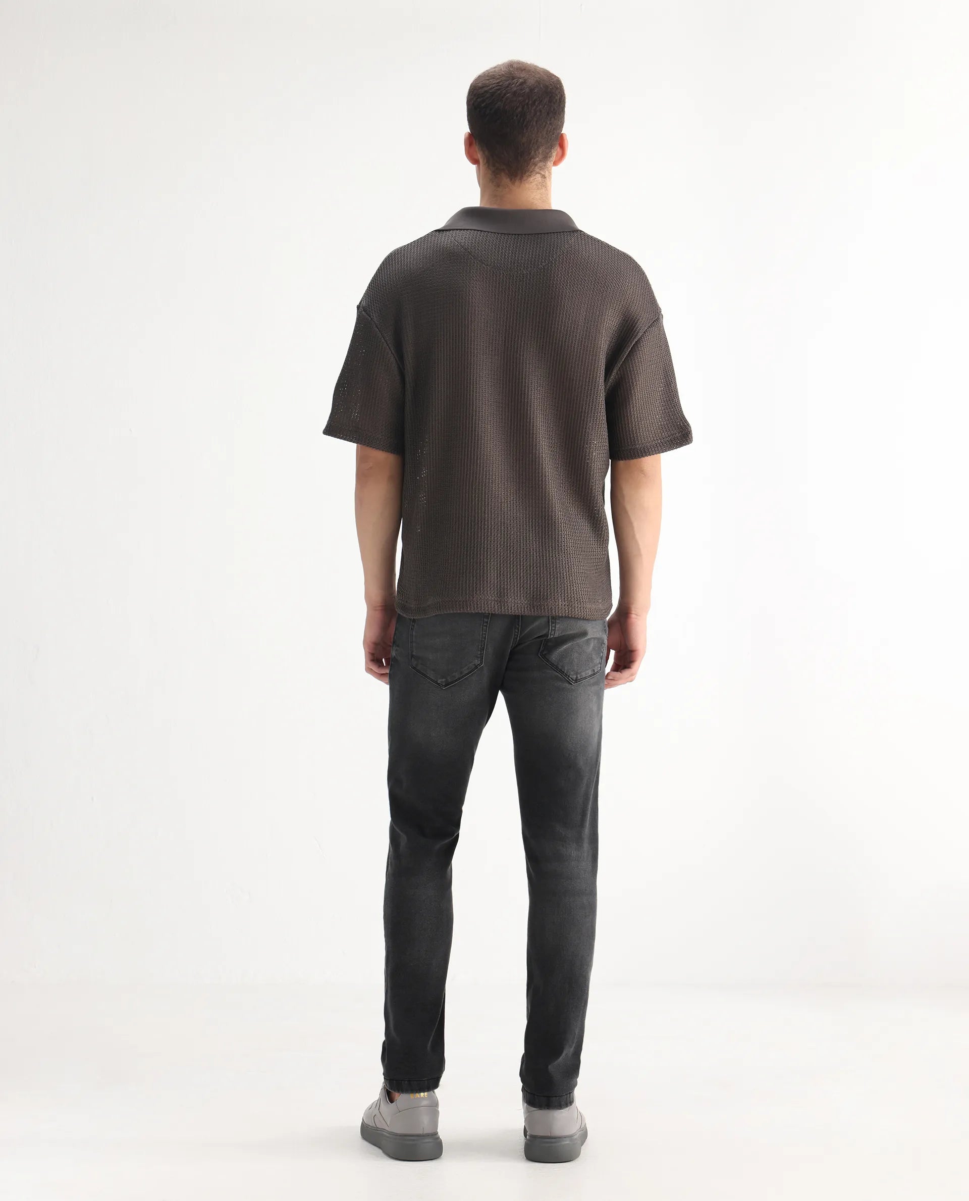 Rare Rabbit Men's Oris Black Cotton Blend Plain Hawk Slim Fit Jeans