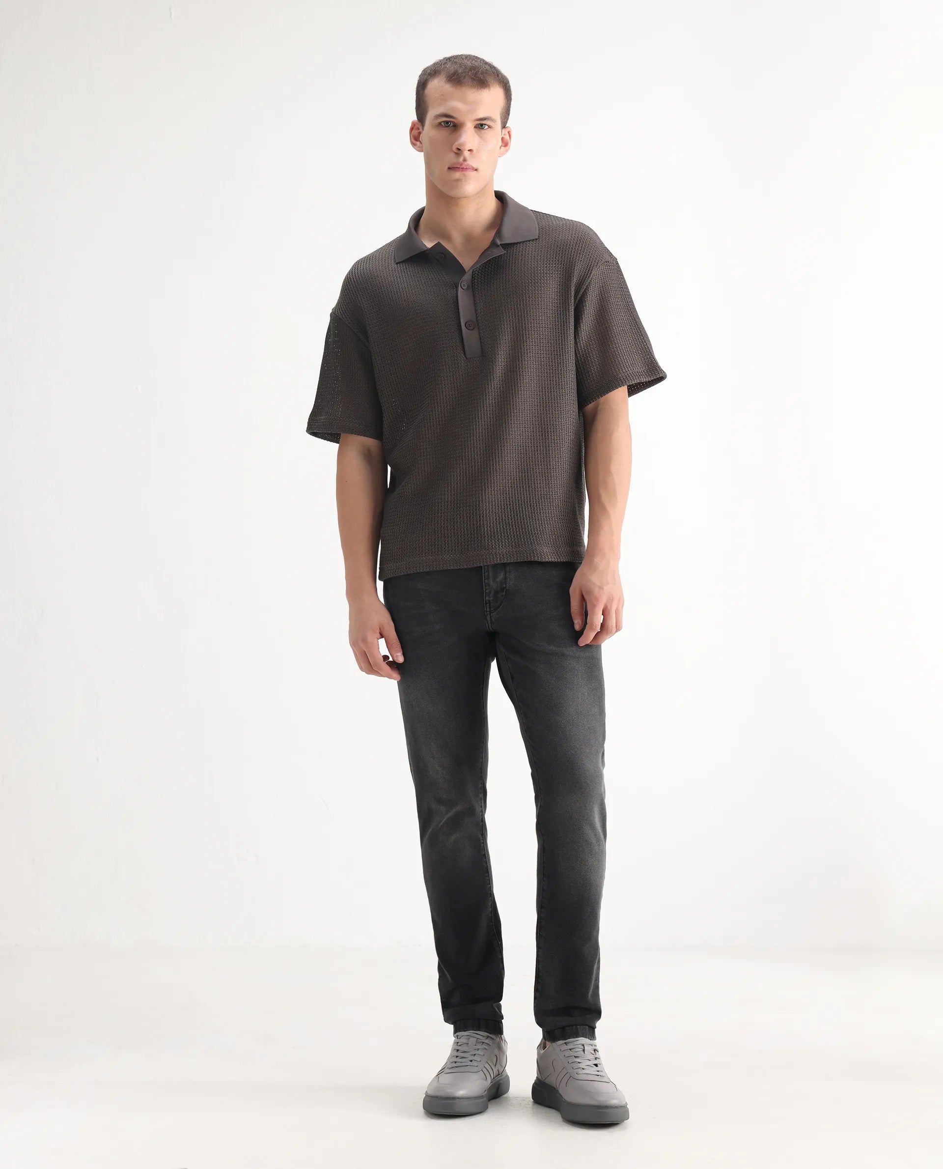 Rare Rabbit Men's Oris Black Cotton Blend Plain Hawk Slim Fit Jeans