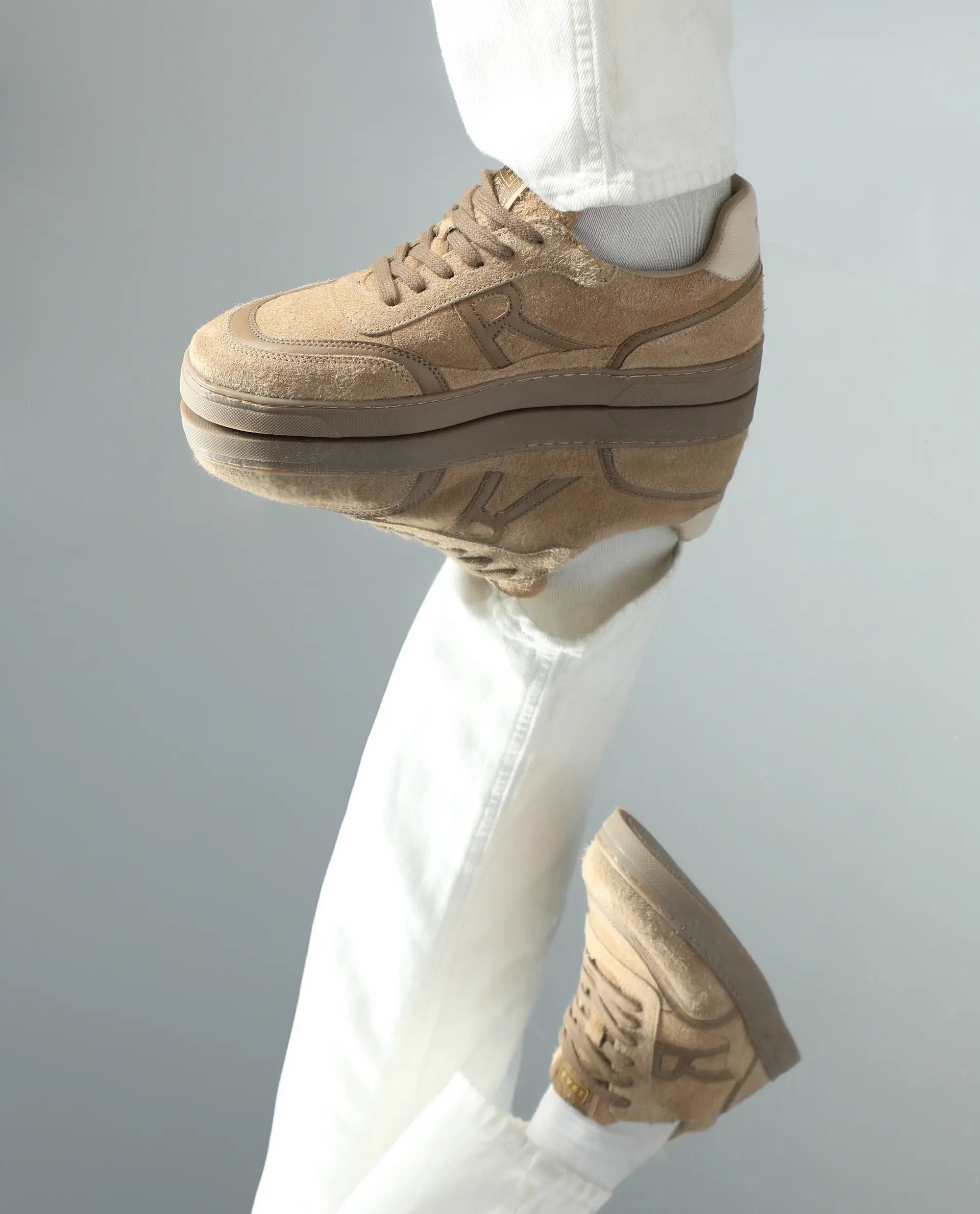 Rare Rabbit Men Orla Beige Lace-Up Closure Suede Sneaker