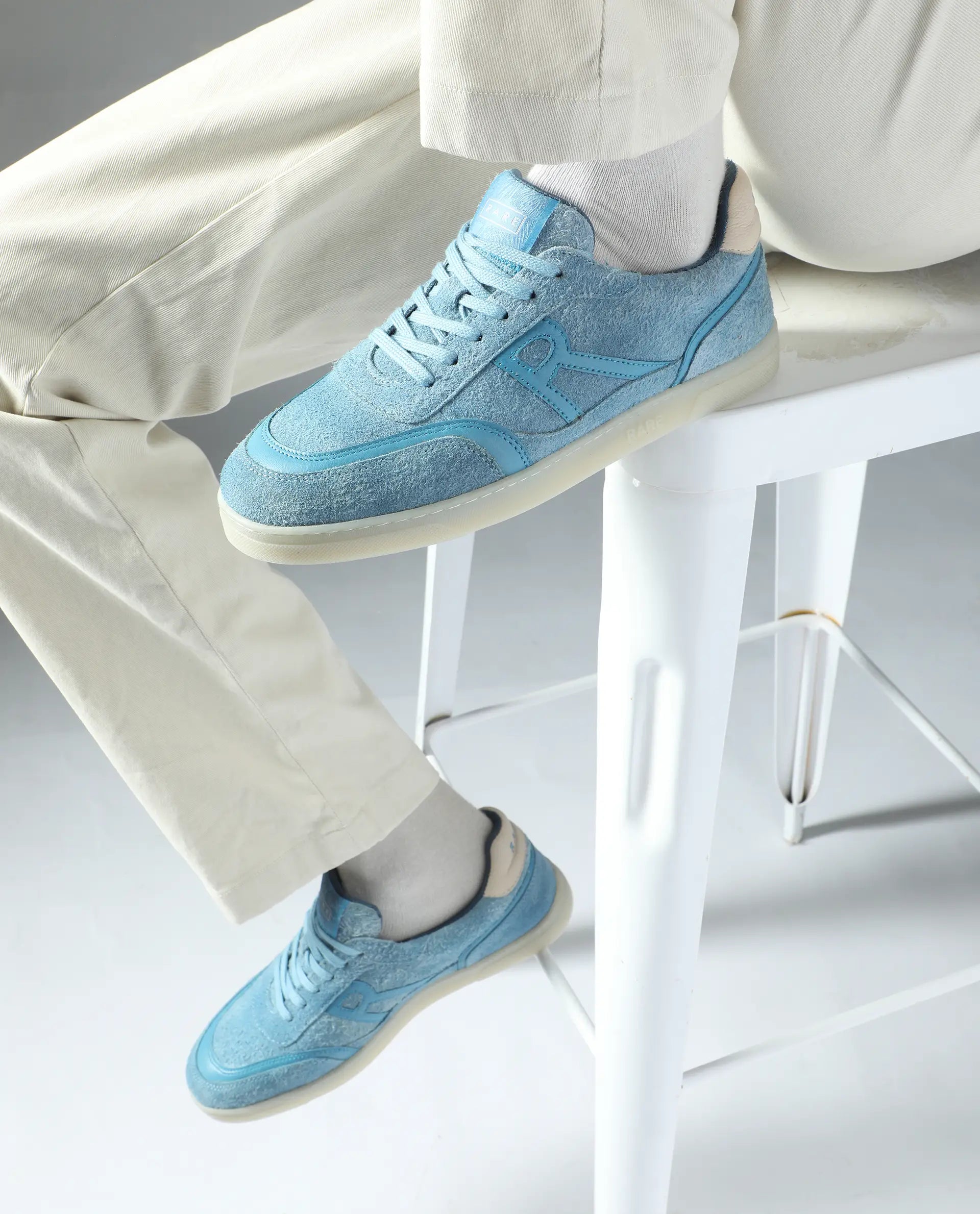 Rare Rabbit Men Orla Blue Lace-Up Closure Suede Sneaker