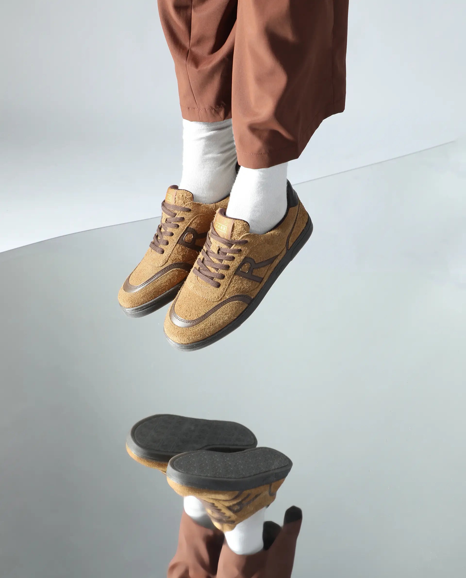 Rare Rabbit Men Orla Camel Lace-Up Closure Suede Sneaker