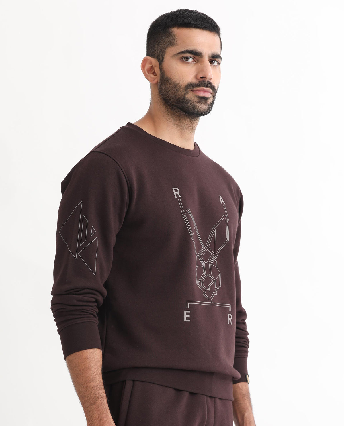 Rare Rabbit Mens Orsay Maroon Sweatshirt Cotton Polyester Fabric Round Neck Knitted Full Sleeves Comfortable Fit
