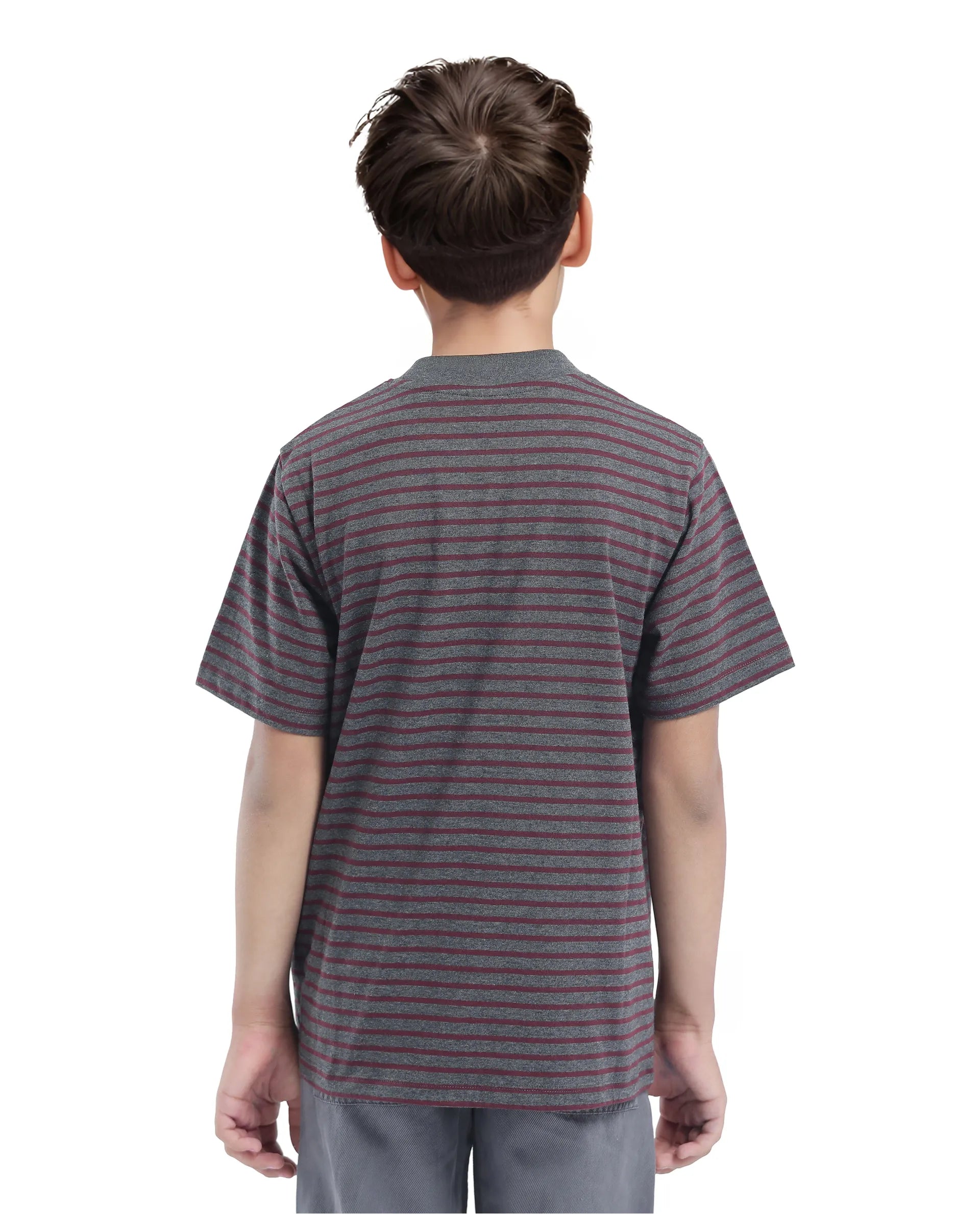 Rare Ones Kids Oto-4 Maroon,Dusky Blue Cotton Half Sleeve Striped Slip-On Closure Regular Fit T-Shirt (Pack Of 2)
