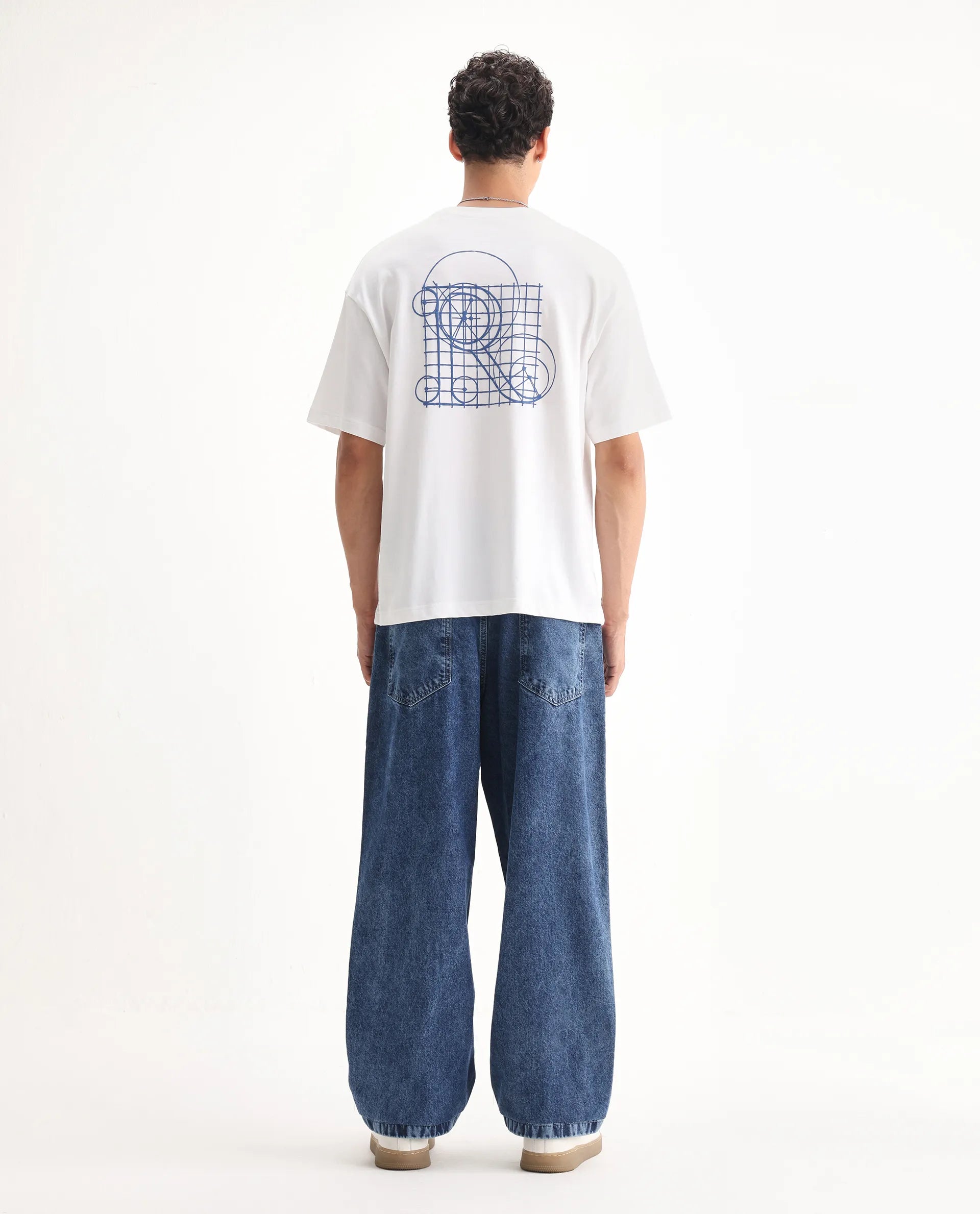 Rare Rabbit Men's Otto Light Blue Cotton Plain Baggy Fit Jeans