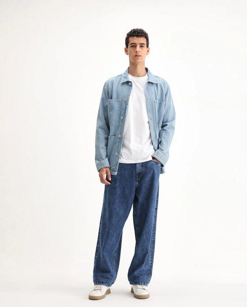 Rare Rabbit Men's Otto Light Blue Cotton Plain Baggy Fit Jeans