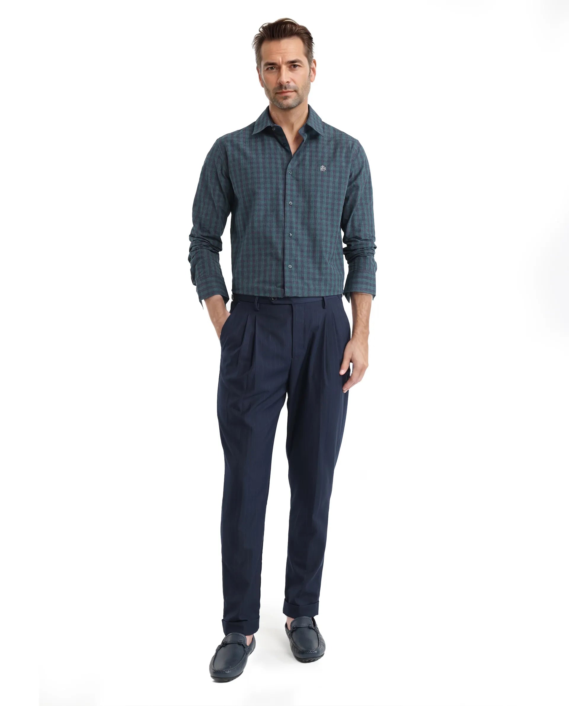 Rare Rabbit Men Otts Dark Green Cotton Poly Fabric Full Sleeve Regular Fit Checked Shirt