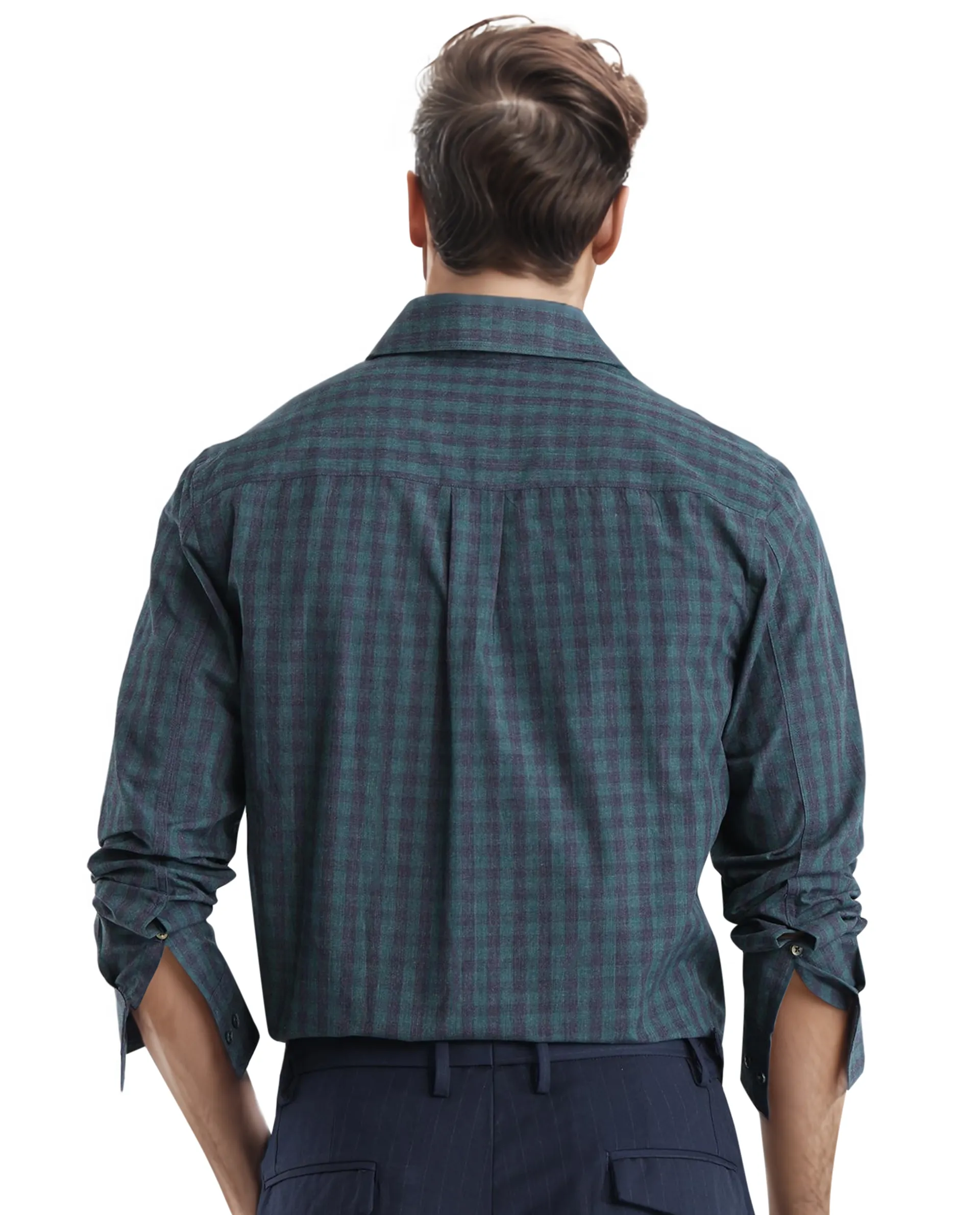 Rare Rabbit Men Otts Dark Green Cotton Poly Fabric Full Sleeve Regular Fit Checked Shirt