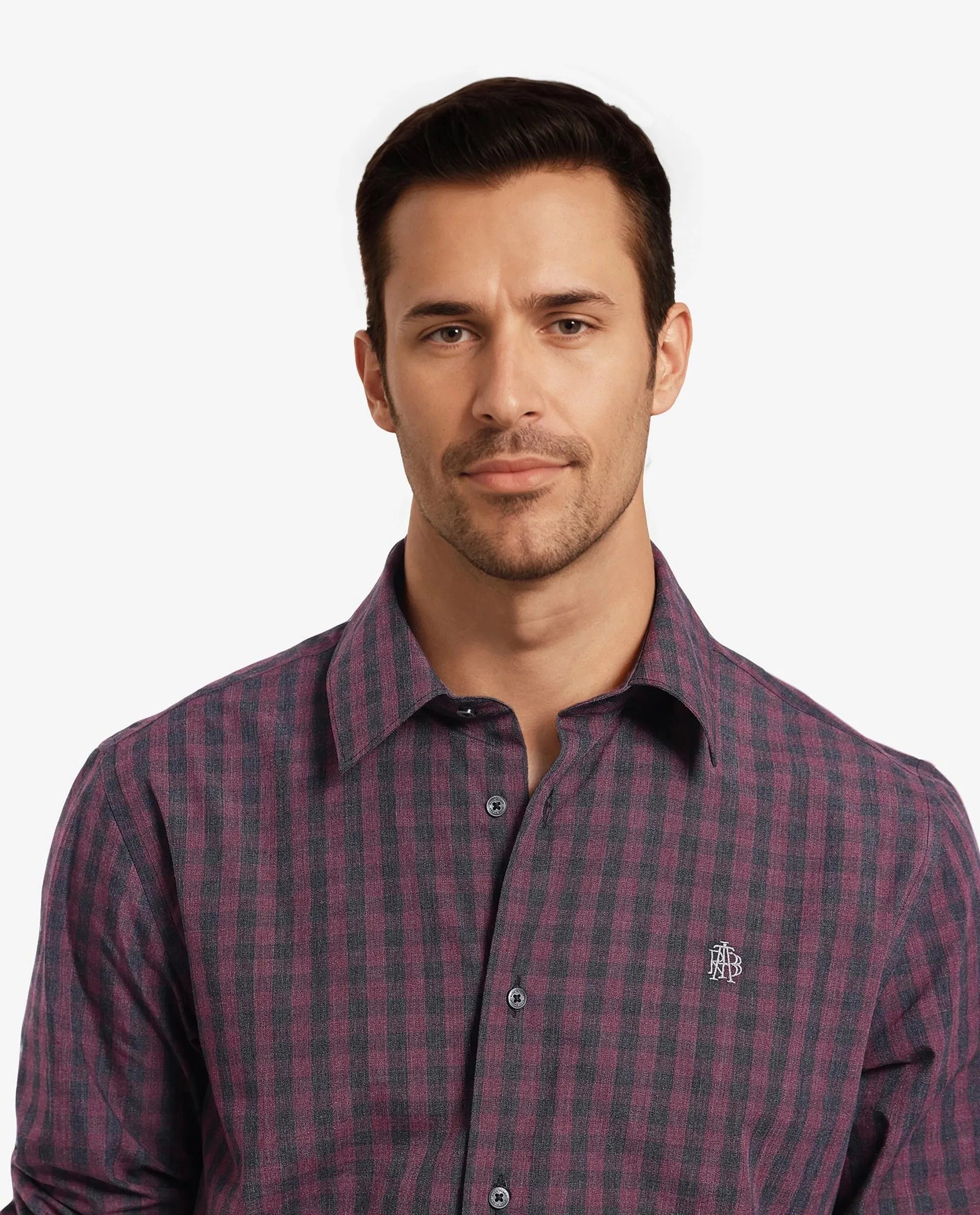 Rare Rabbit Men Otts Dark Maroon Cotton Poly Fabric Full Sleeve Regular Fit Checked Shirt