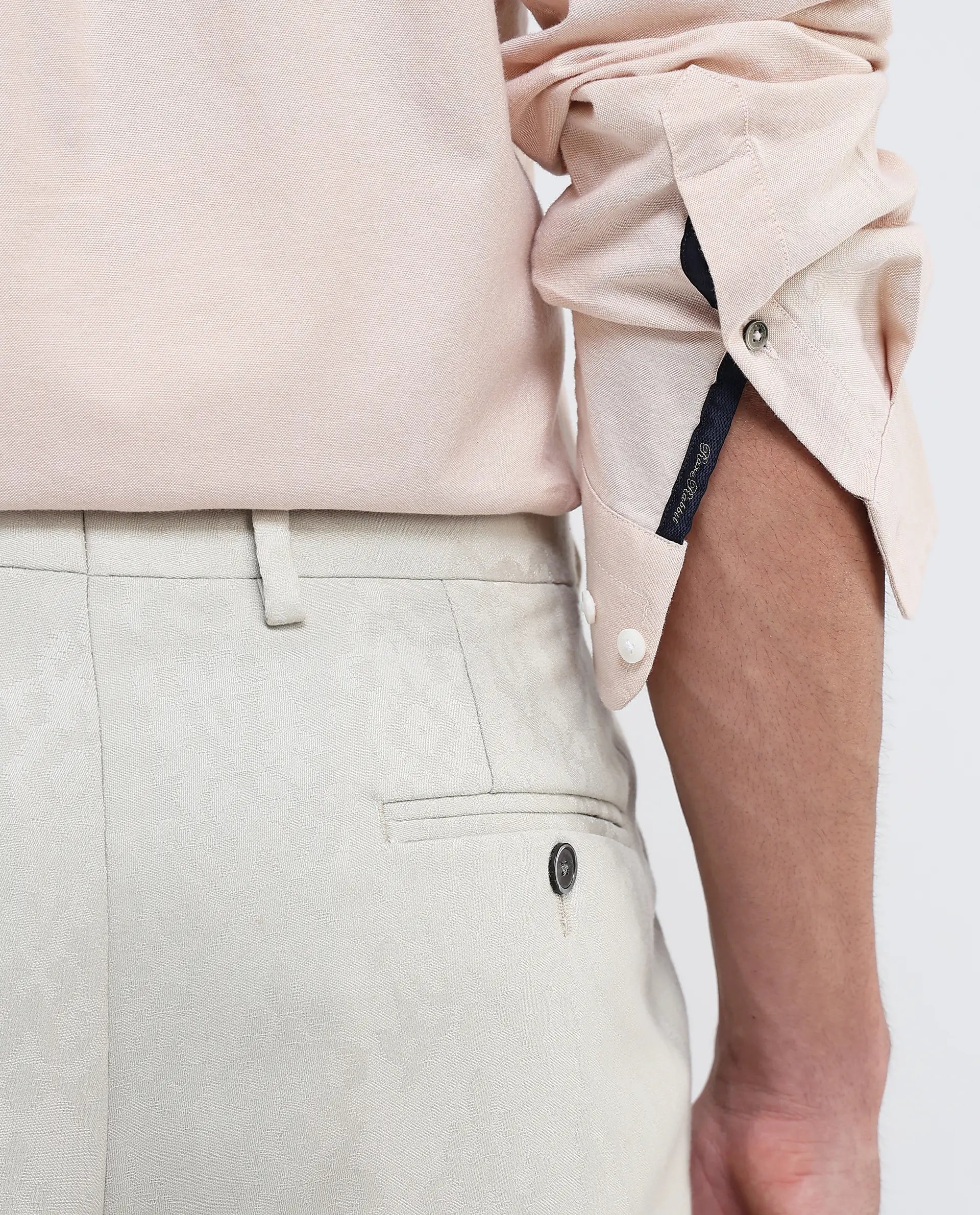 Rare Rabbit Men's Oxo Pastel Mustard Cotton Fabric Full Sleeve Collared Neck Button Closure Plain Shirt