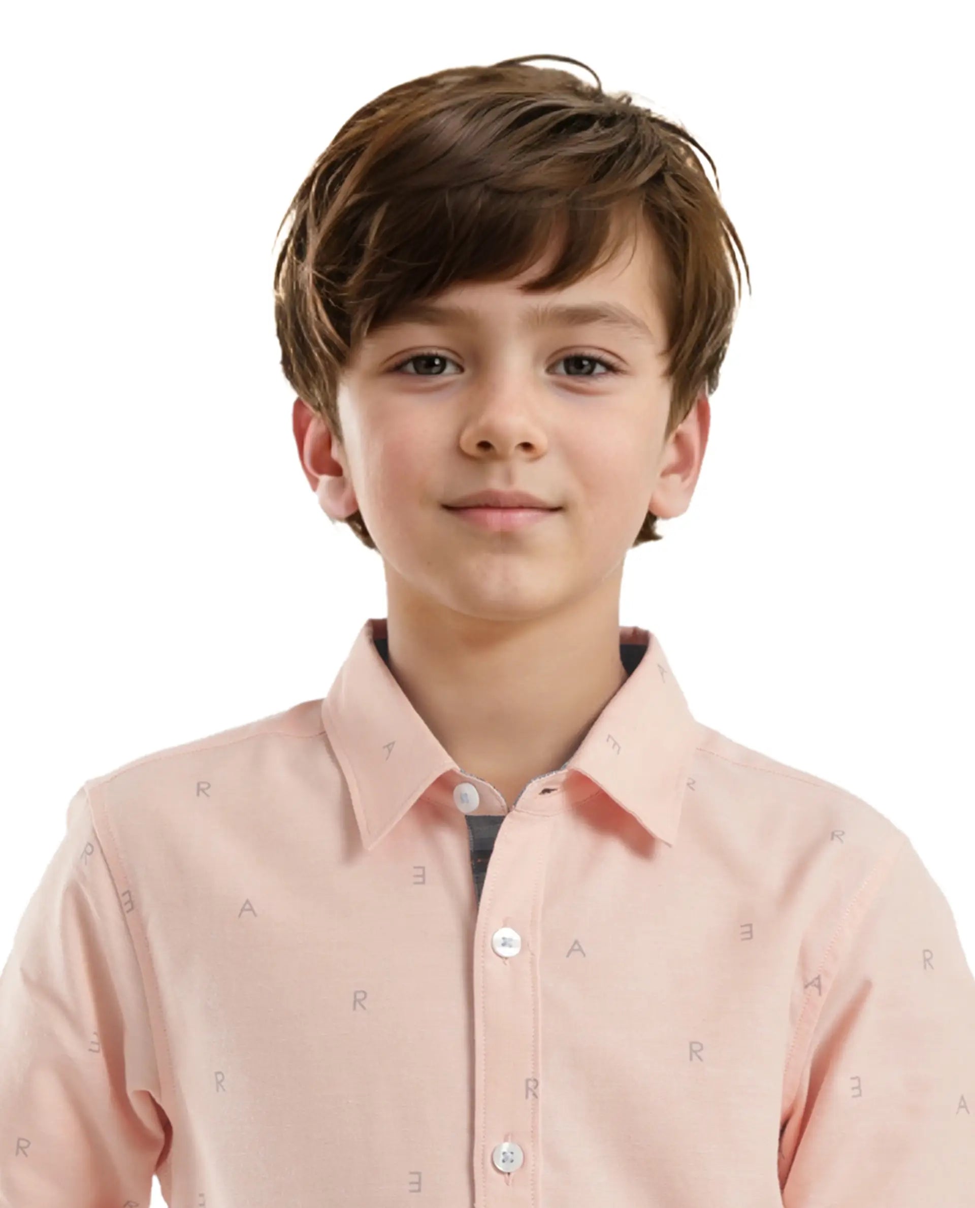 Rare Ones Kids Oxot Orange Cotton Full Sleeves Regular Collar All Over Print Regular Fit Shirt