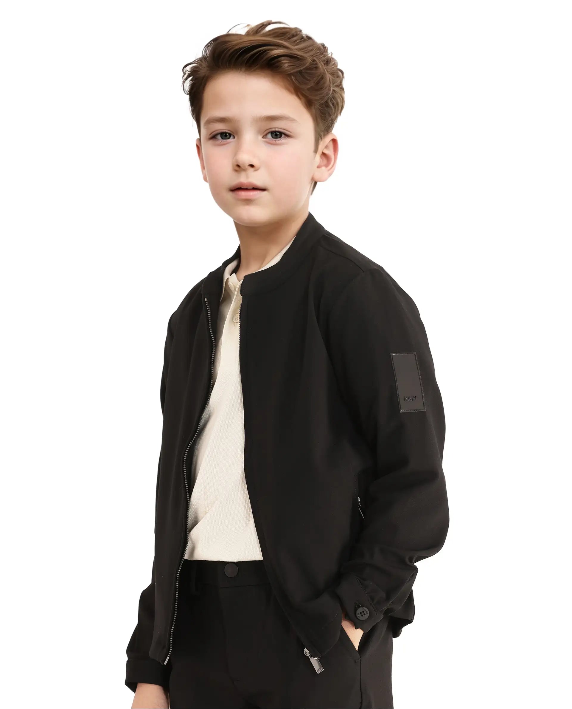 Rare Ones Kids Ozack Black Cotton Zipper Full Sleeve Jacket