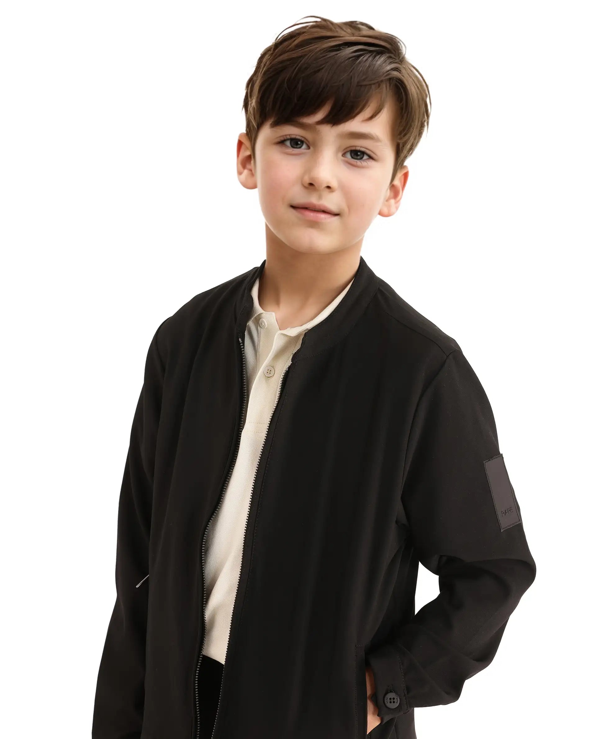 Rare Ones Kids Ozack Black Cotton Zipper Full Sleeve Jacket