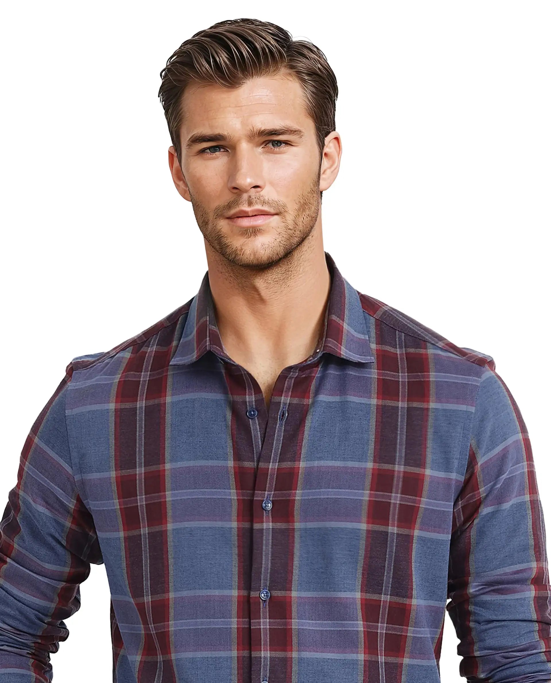 Rare Rabbit Men's Paina Red Cotton Fabric Full Sleeves Regular Fit Twill Dupplin Checks Shirt