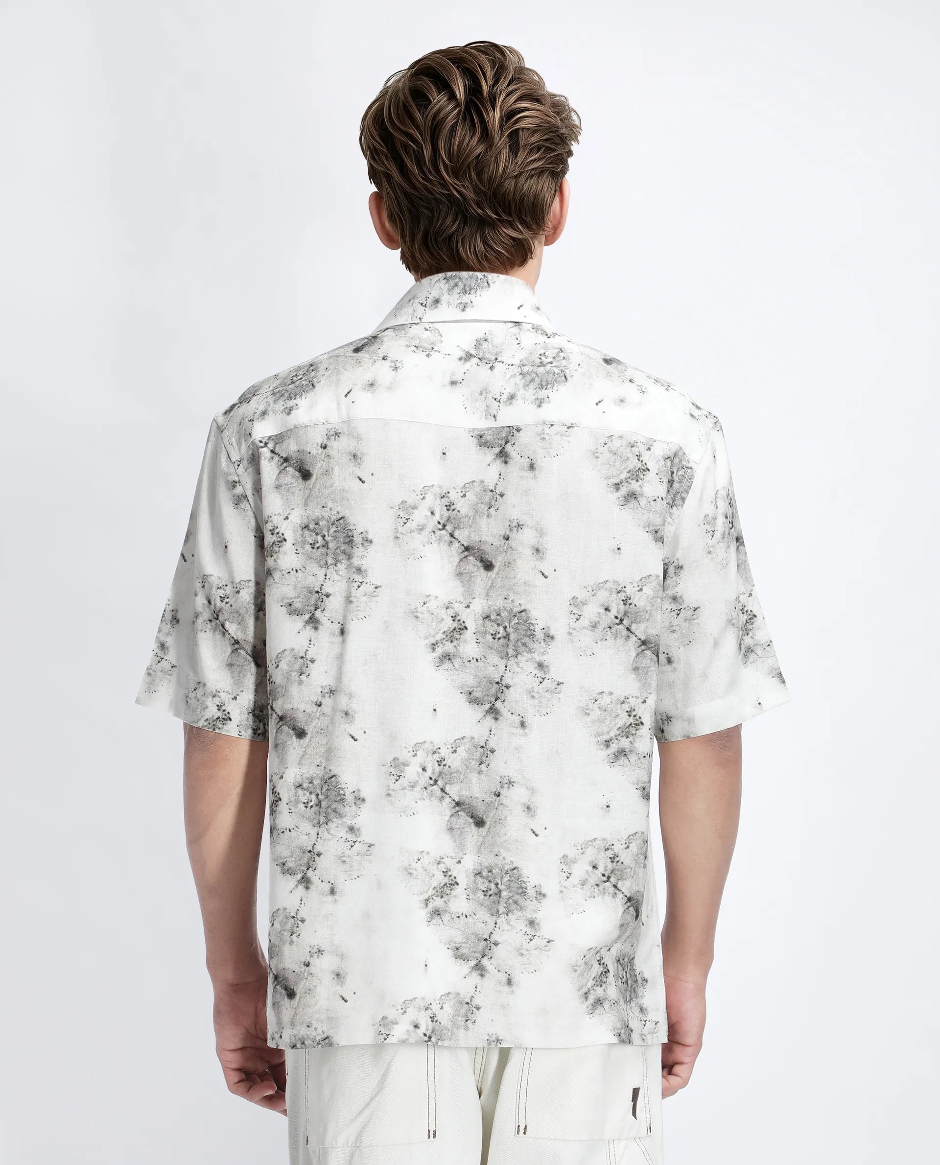 Rare Rabbit Men's Palmz White Cotton Floral Print Regular Fit Half Sleeve Collared Shirt