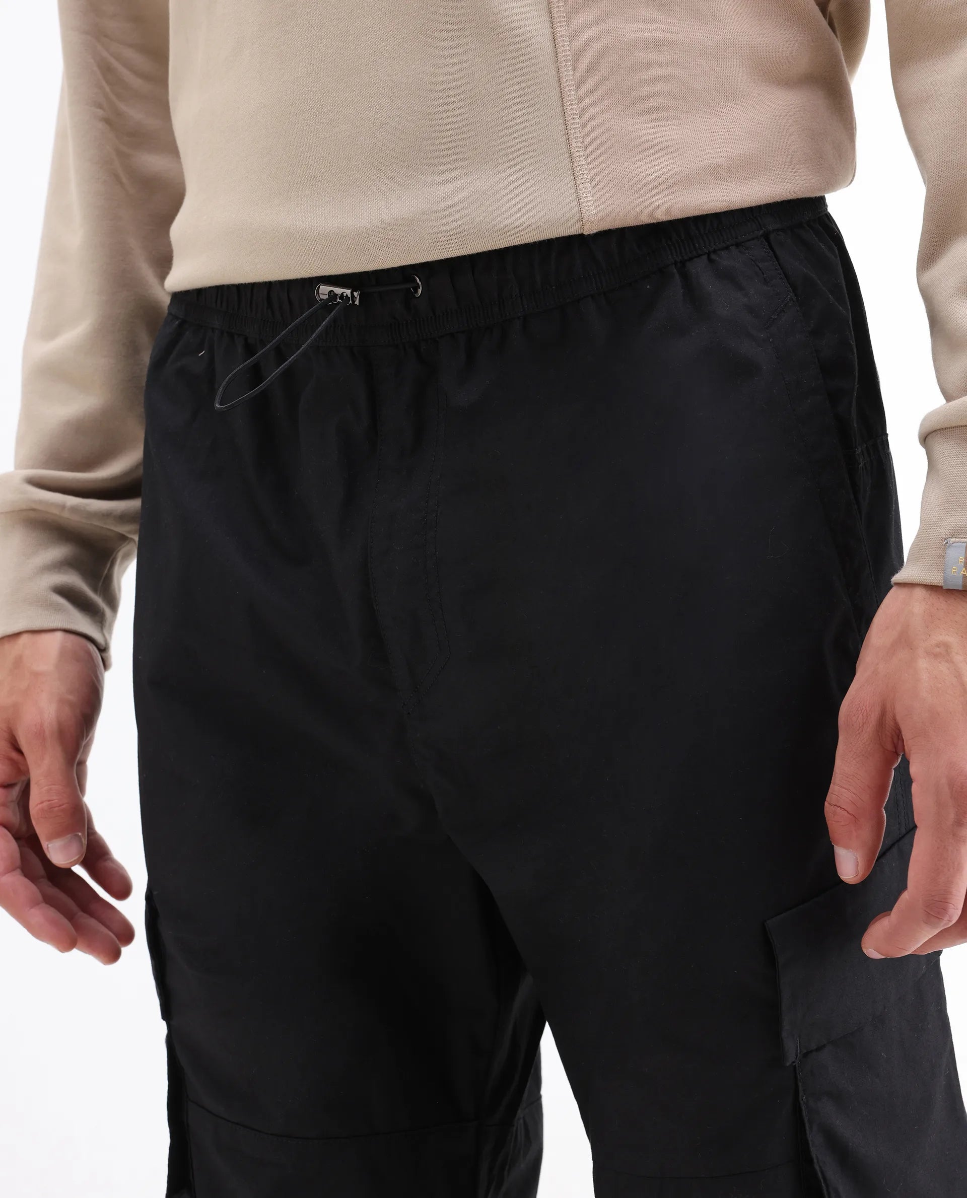 Rare Rabbit Men's Parc Black Cotton Plain Regular Fit Trouser