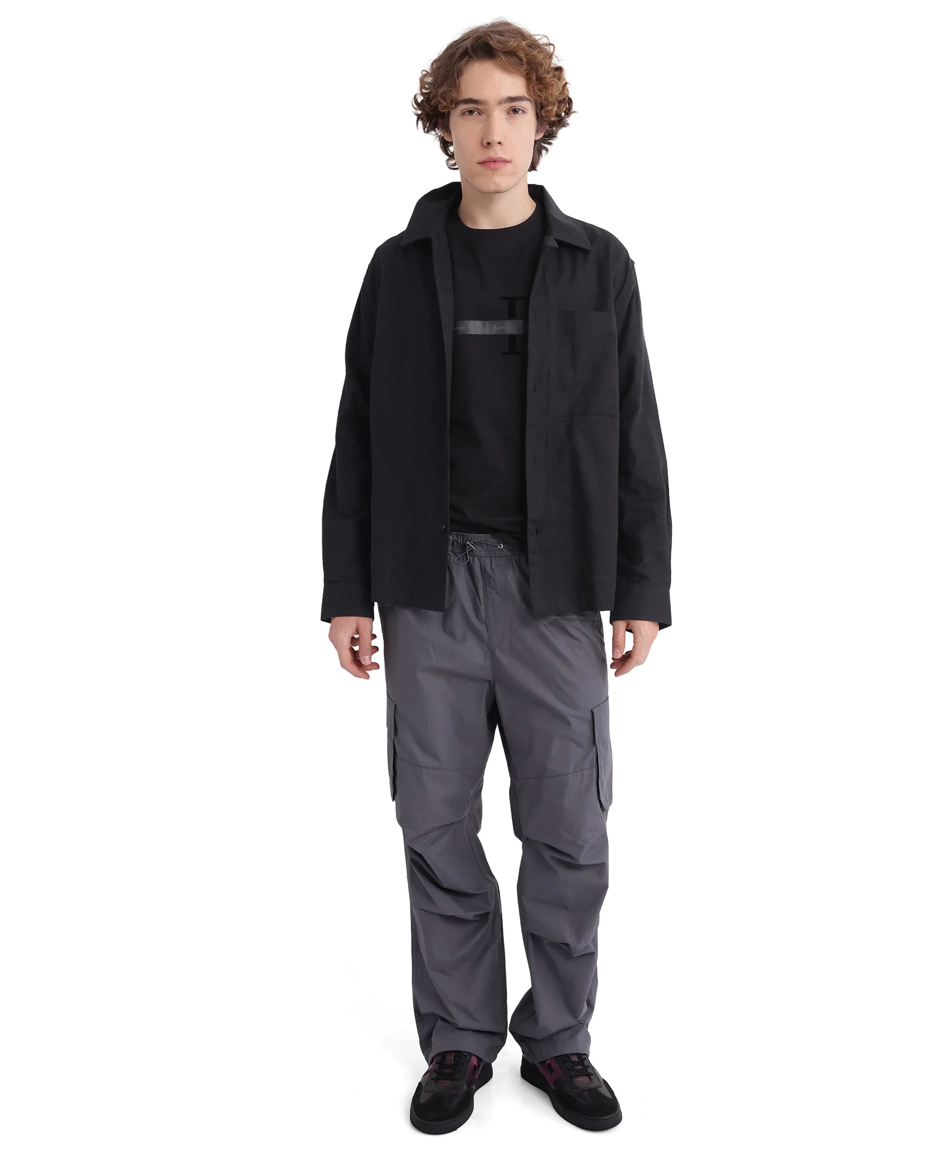 Rare Rabbit Men's Parc Grey Button Closure Regular Fit Plain Trouser