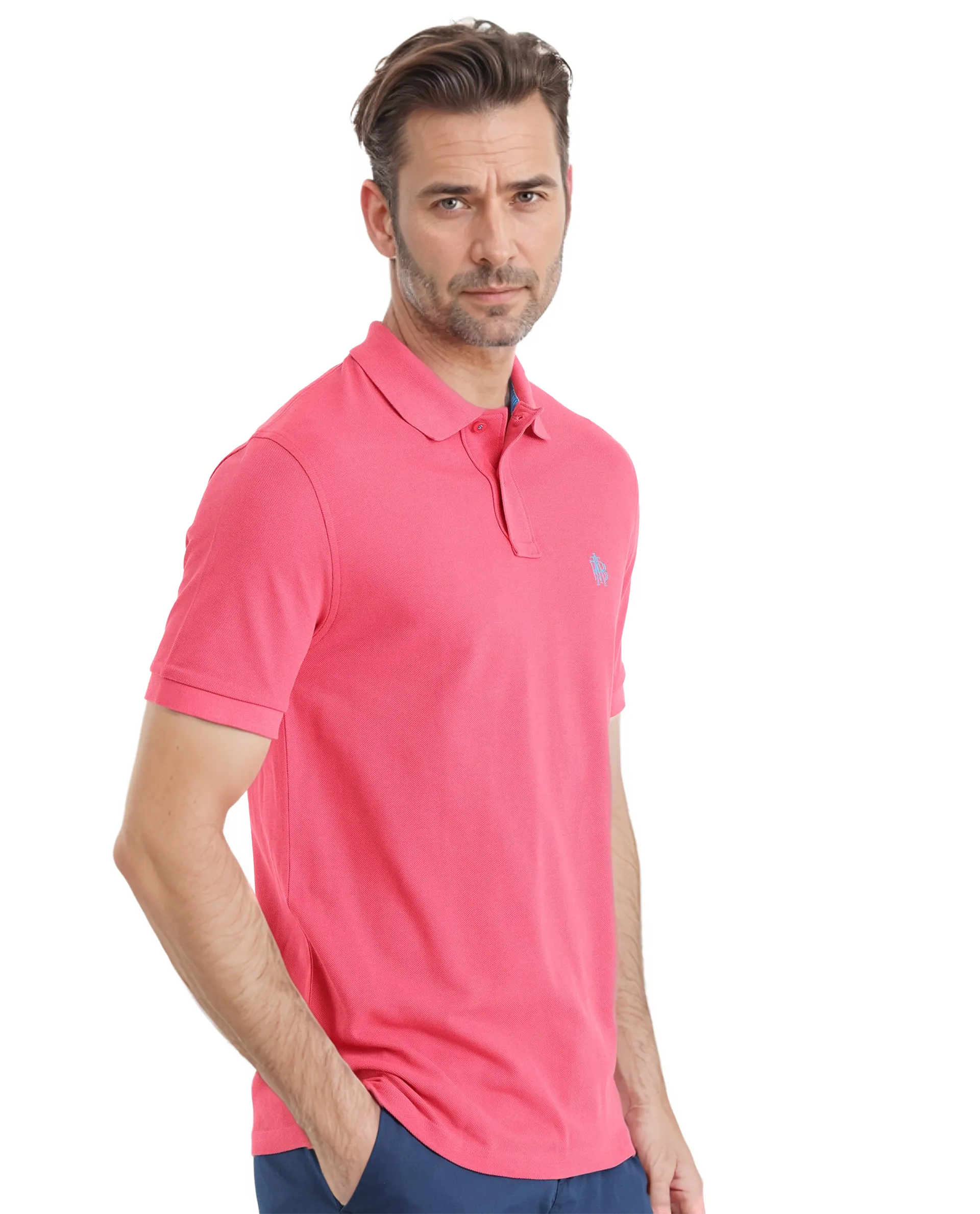 Rare Rabbit Men Pare-1 Red Cotton Fabric Short Sleeve Collared Neck Regular Fit Printed Polo