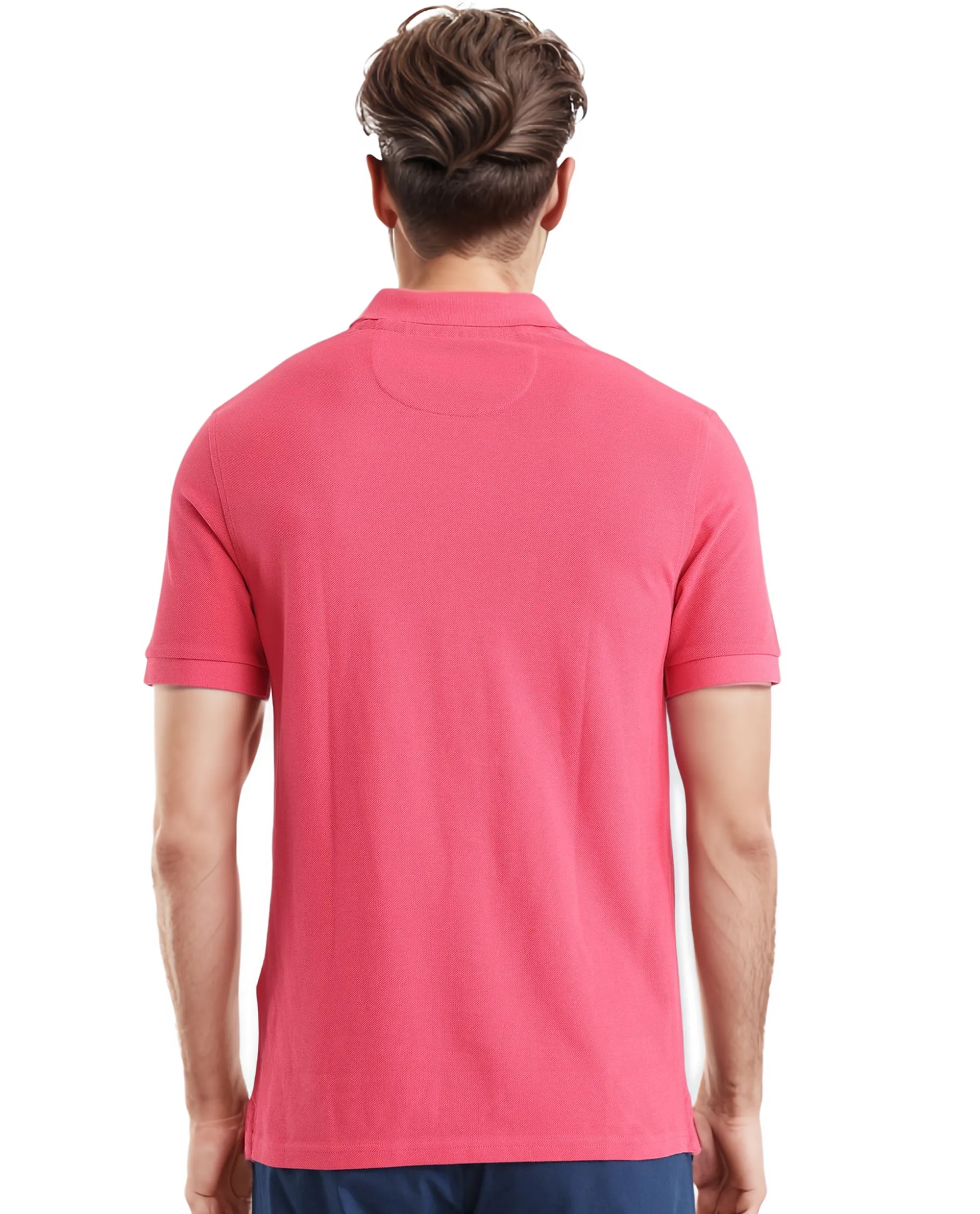 Rare Rabbit Men Pare-1 Red Cotton Fabric Short Sleeve Collared Neck Regular Fit Printed Polo