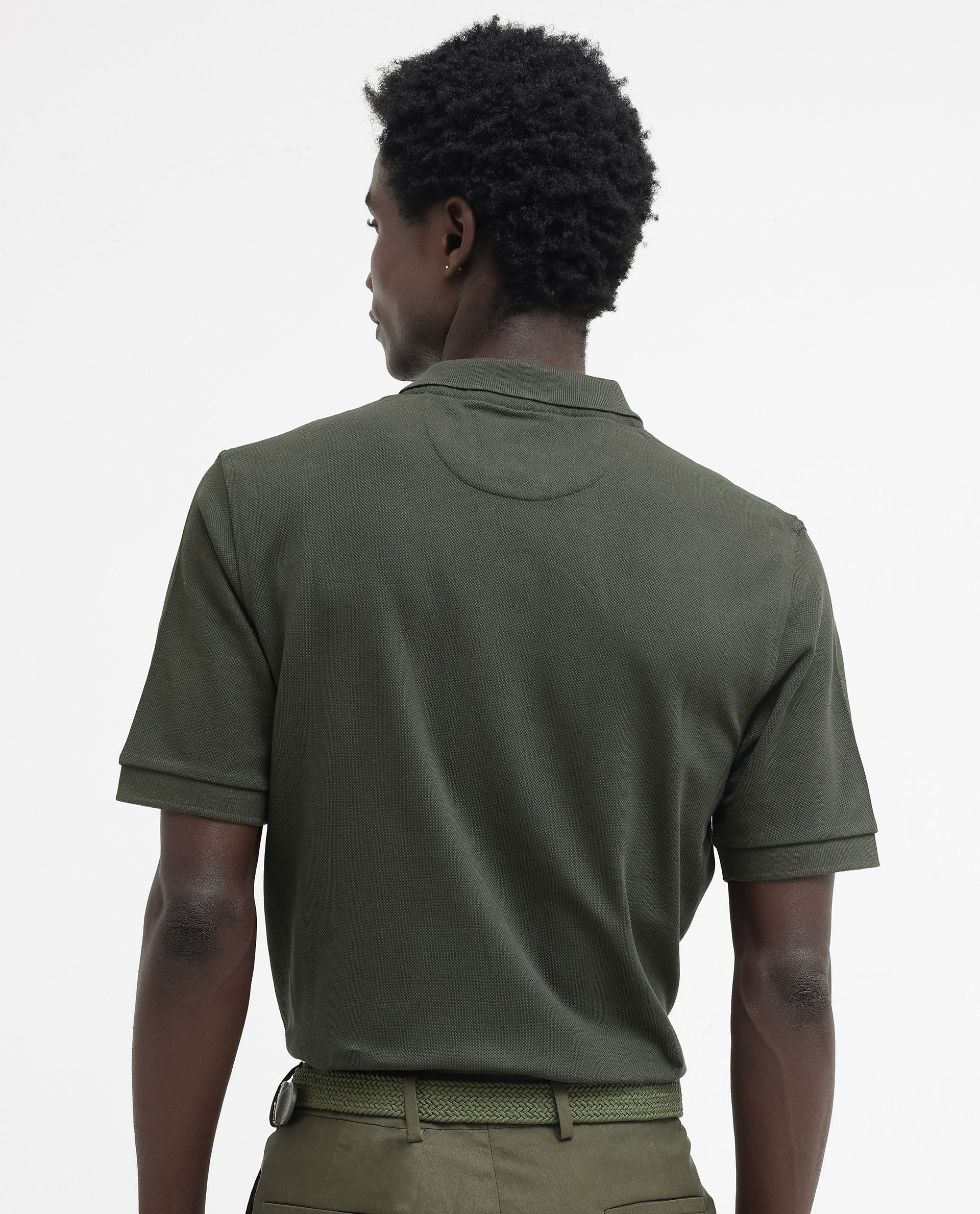 Rare Rabbit Mens Pare Dark Dark Olive Short Sleeve Solid Polo T-Shirt