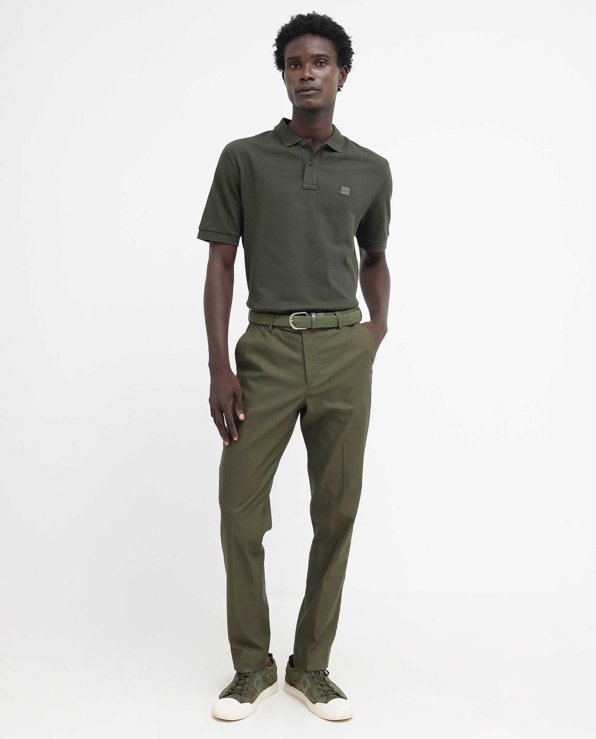 Rare Rabbit Mens Pare Dark Dark Olive Short Sleeve Solid Polo T-Shirt