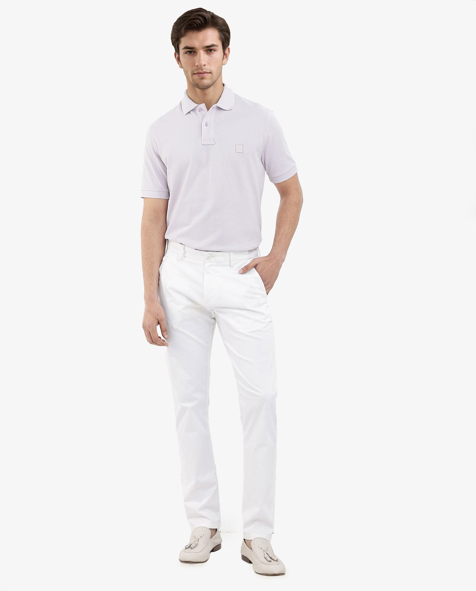 Rare Rabbit Mens Paret-Pastel Pastel Purple Short Sleeve Embroidered Logo Solid Polo T-Shirt