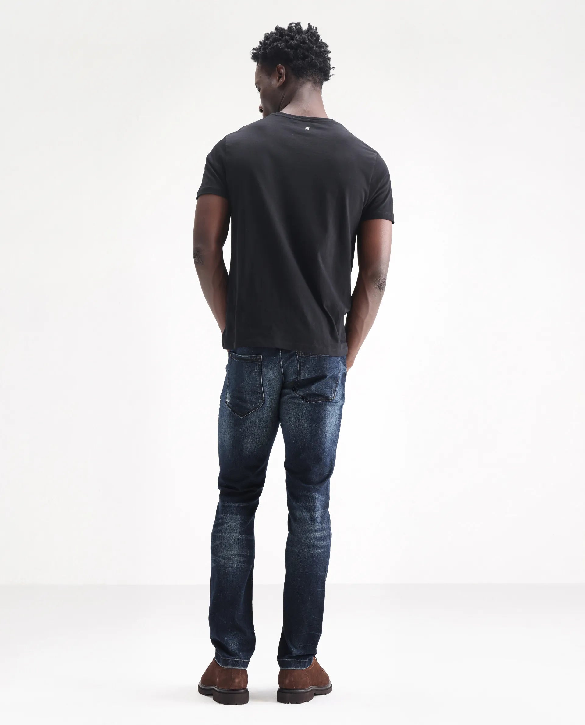 Rare Rabbit Men's Parle Navy Cotton Plain Hawk Slim Fit Jeans