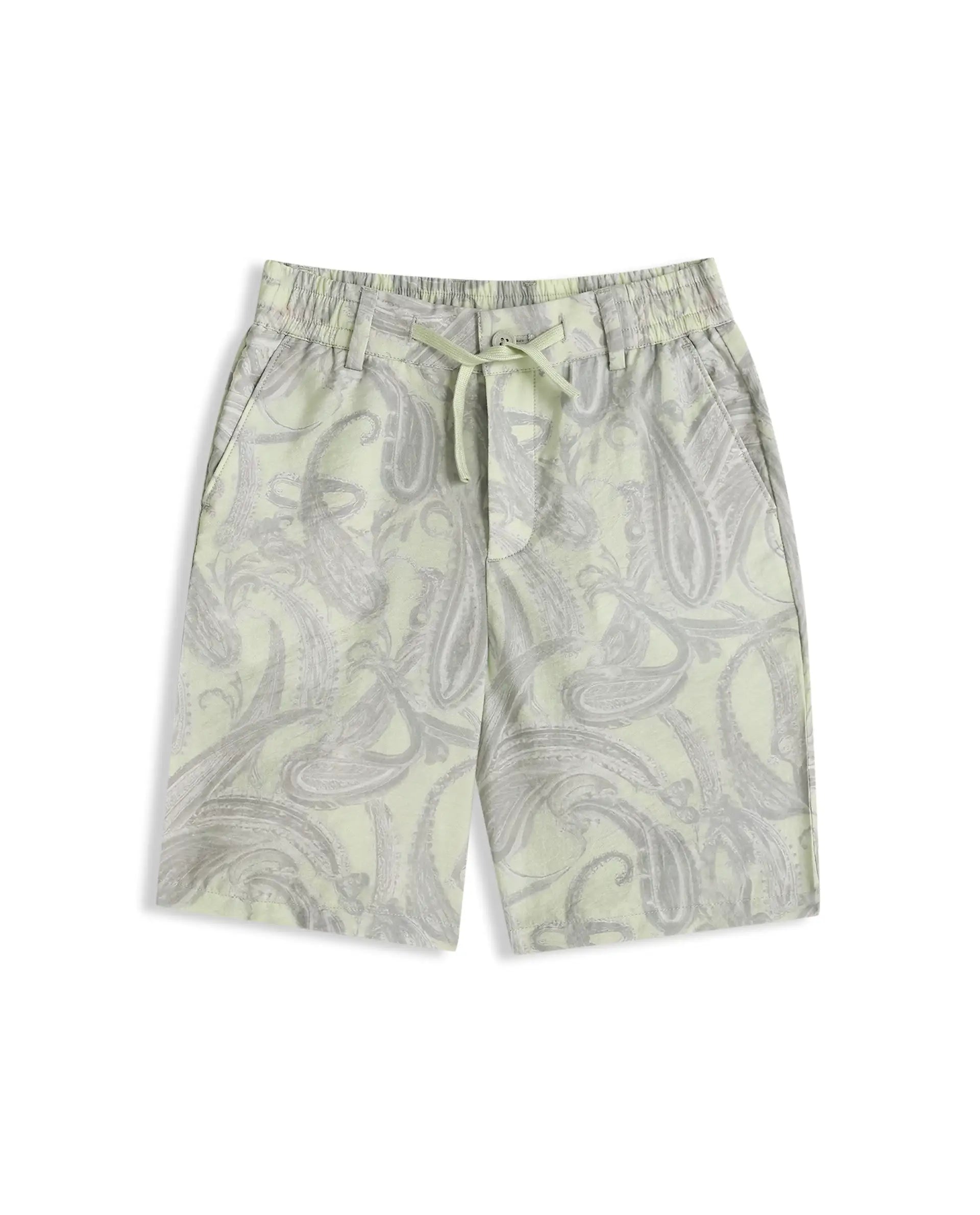 Rare Ones Kids Pasel-B Fluorescent Green Viscose Blend Button Closure Regular Fit Shorts