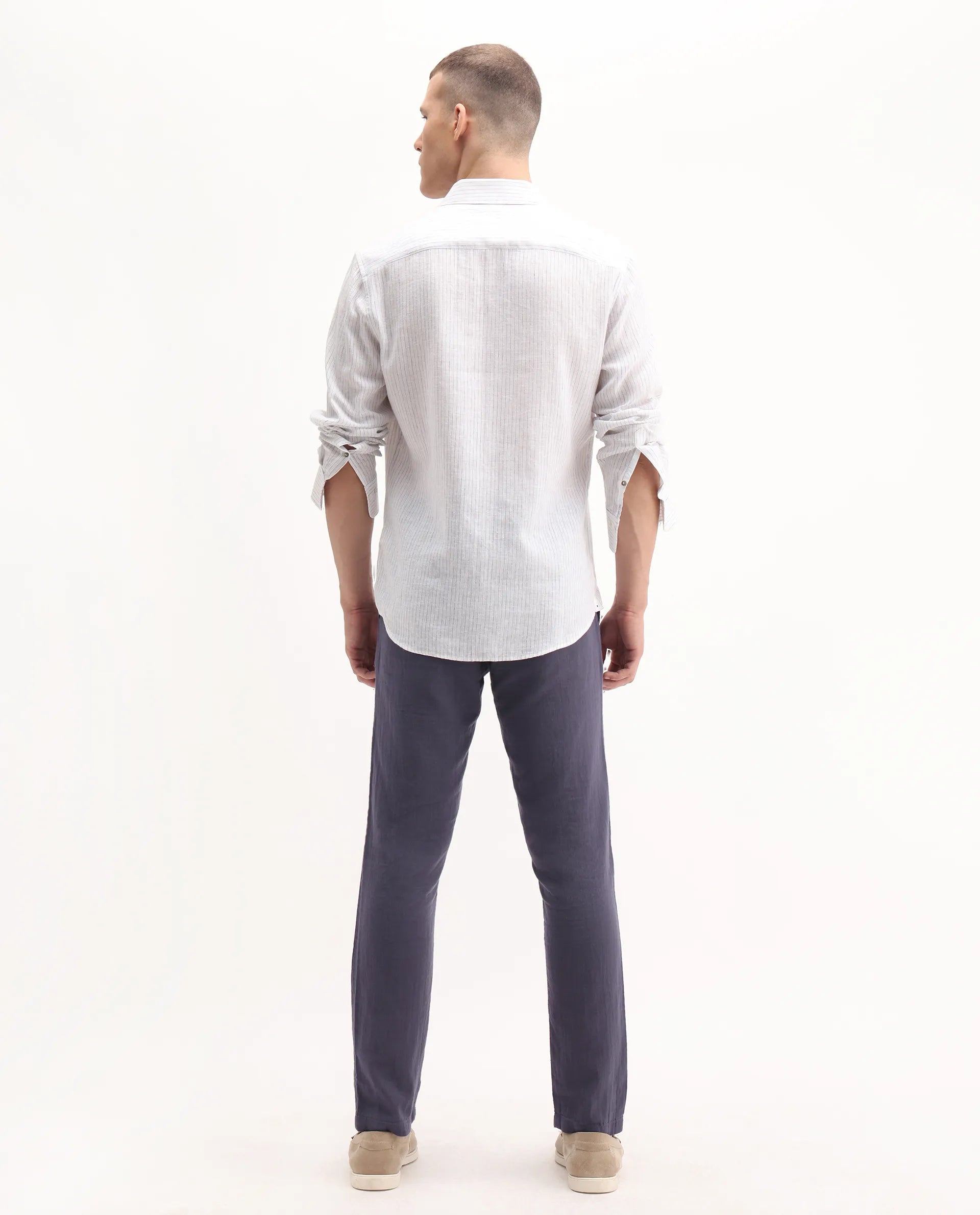 Rare Rabbit Men's Pastor 2 Dusky Purple Cotton Plain Regular Fit Trouser