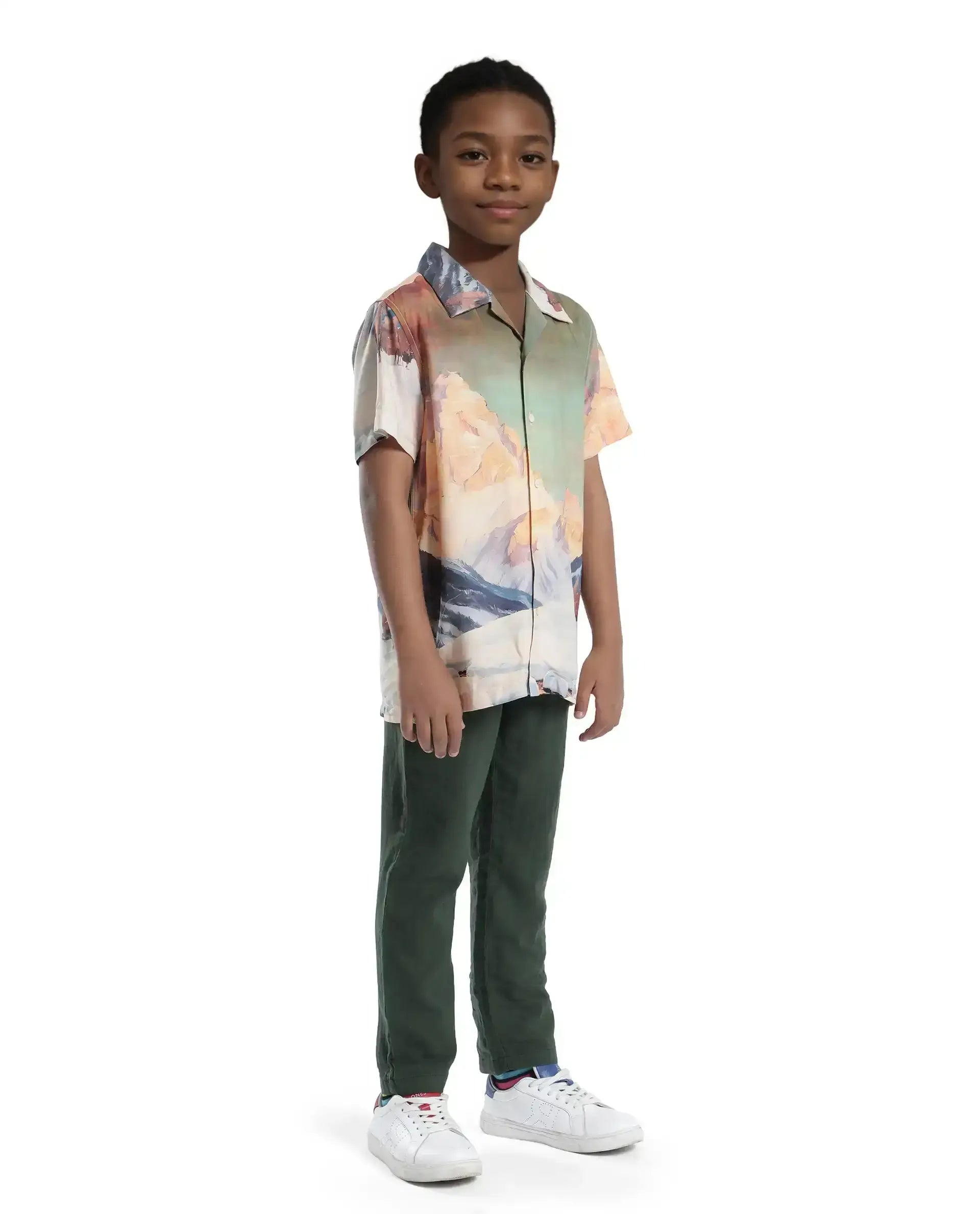 Rare Ones Kids Pastor-K Dusky Green Cotton Regular Fit Solid Trouser
