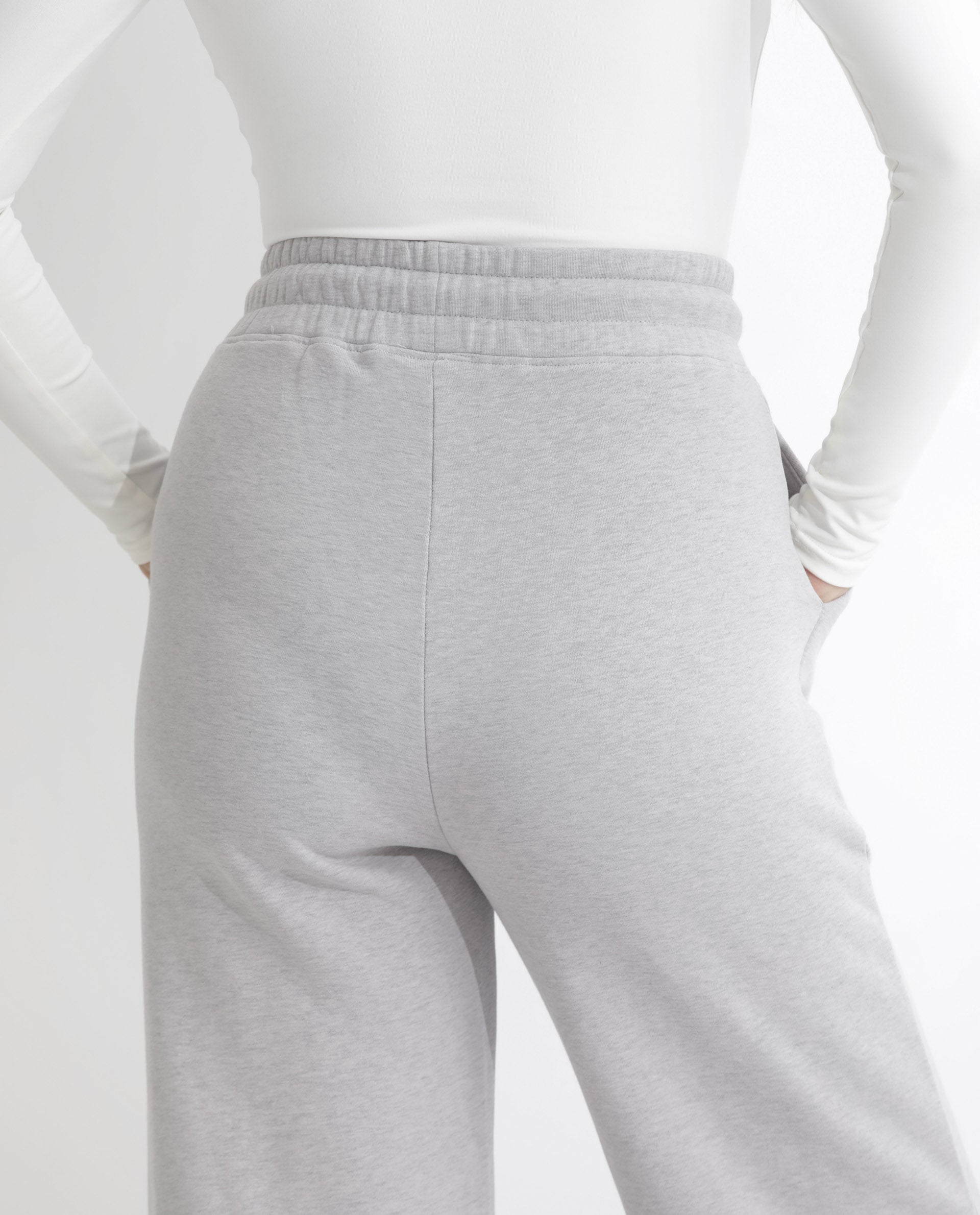 Rareism Articale Women Pazoo F Melange Grey Cotton Blend Fabric Drawstring Closure Flared Fit Plain Ankle Length Track Pant