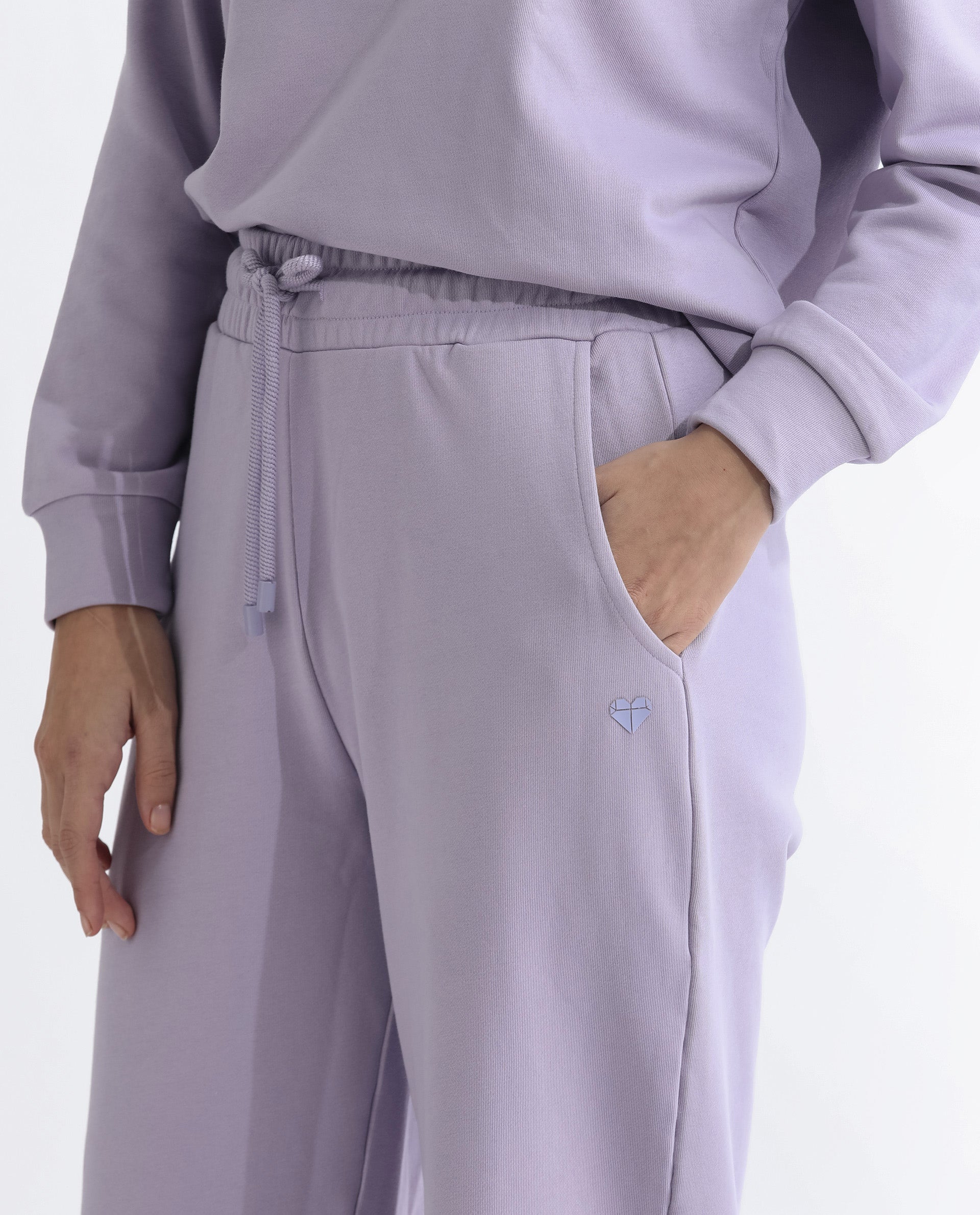 Rareism Women Pazoo T Pastel Purple Cotton Blend Fabric Flared Solid Mid Rise Ankle Length Track Pant