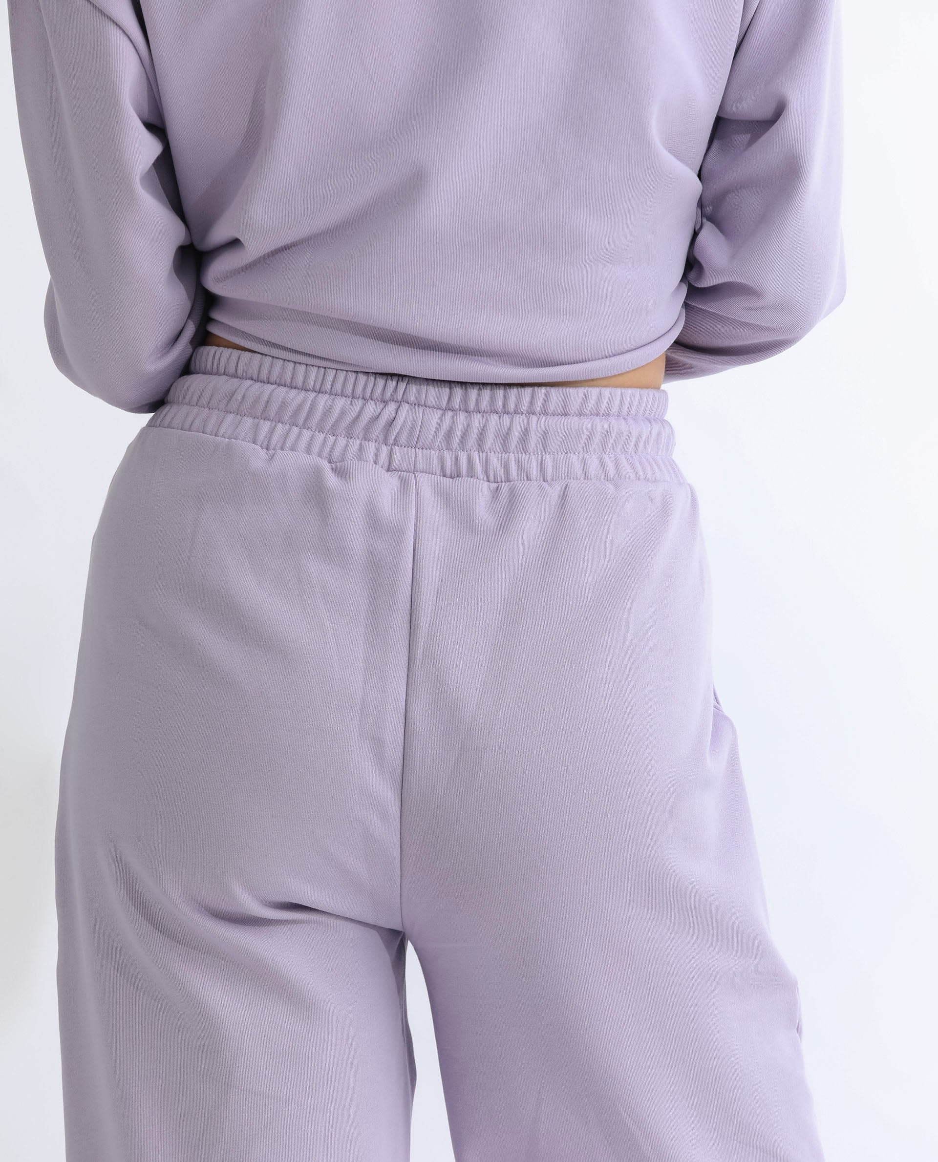 Rareism Women Pazoo T Pastel Purple Cotton Blend Fabric Flared Solid Mid Rise Ankle Length Track Pant