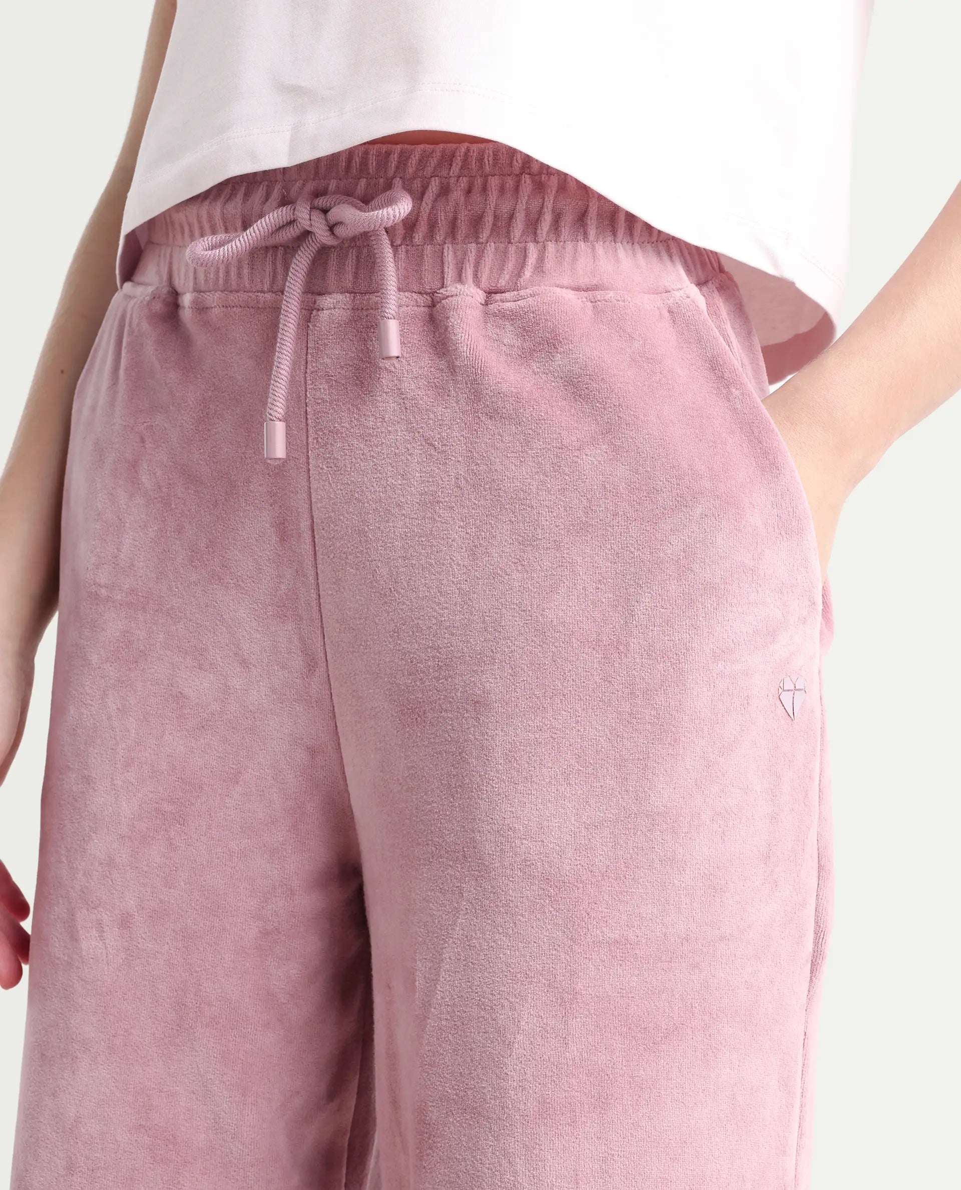 Rareism Women's Pazoo Tt Dusky Pink Cotton Blend Plain Ankle Length Flared Track Pant