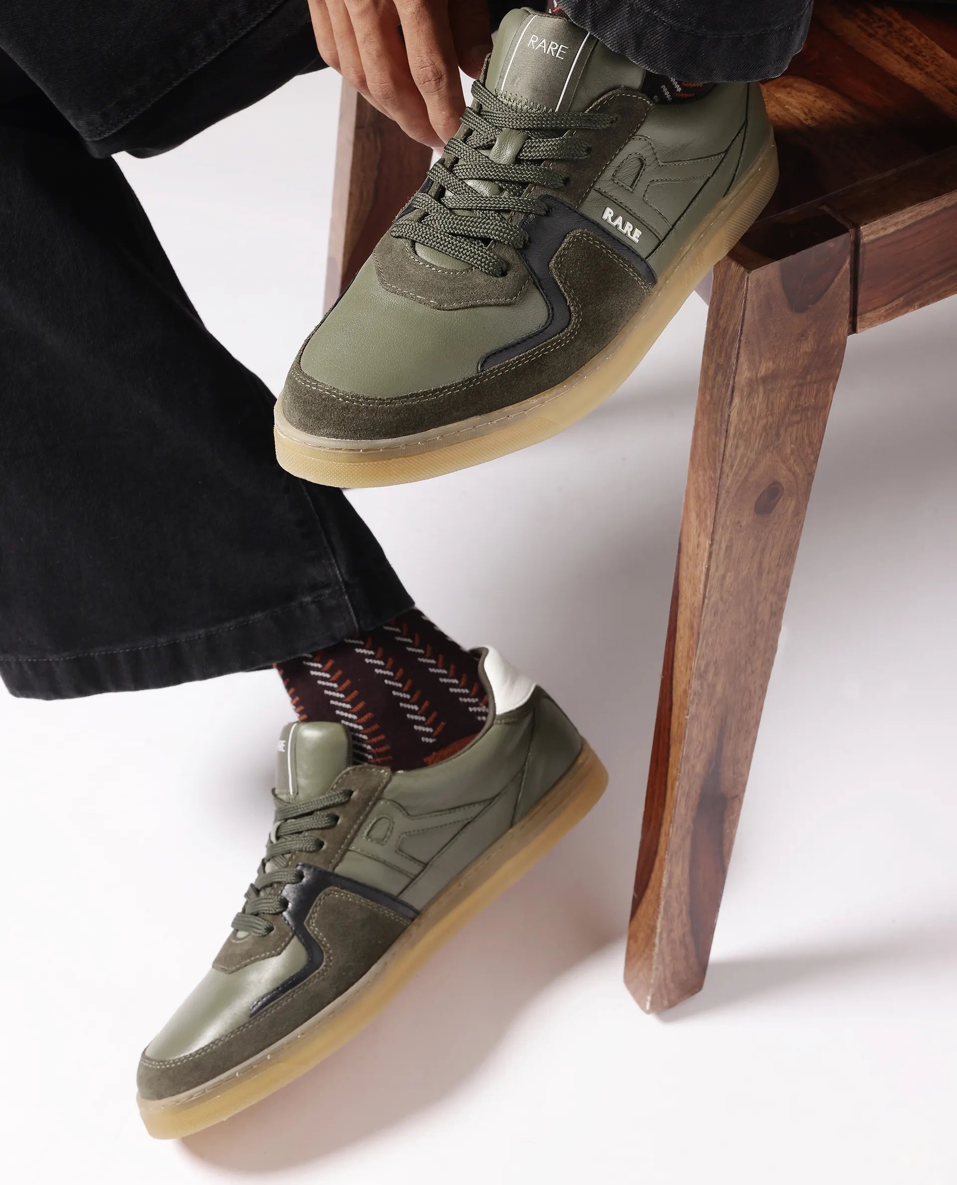 Rare Rabbit Men Pegasus Olive Lace-Up Shoes