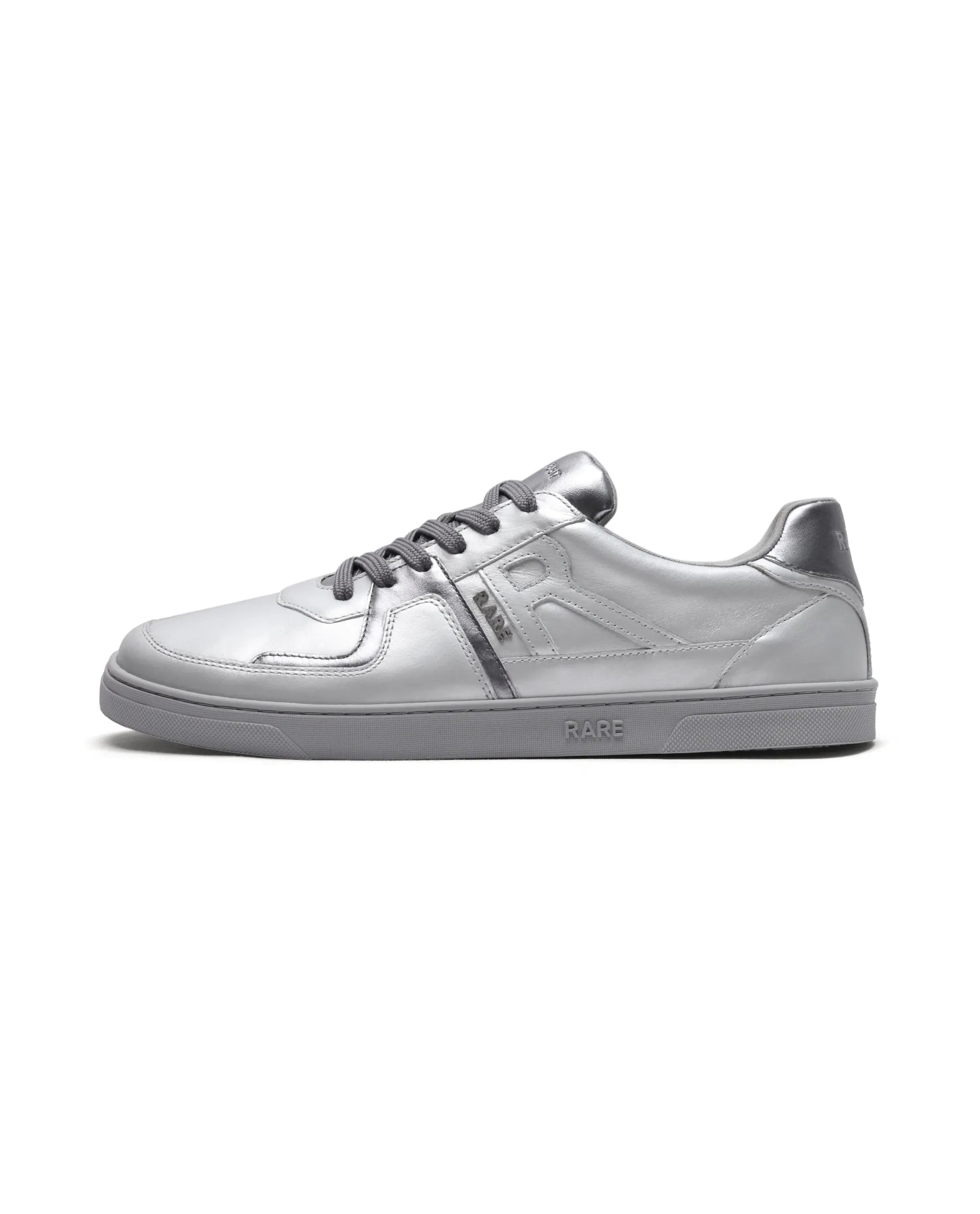 Rare Rabbit Men's Pegasus Silver Leather Lace-Up Closure Sneaker