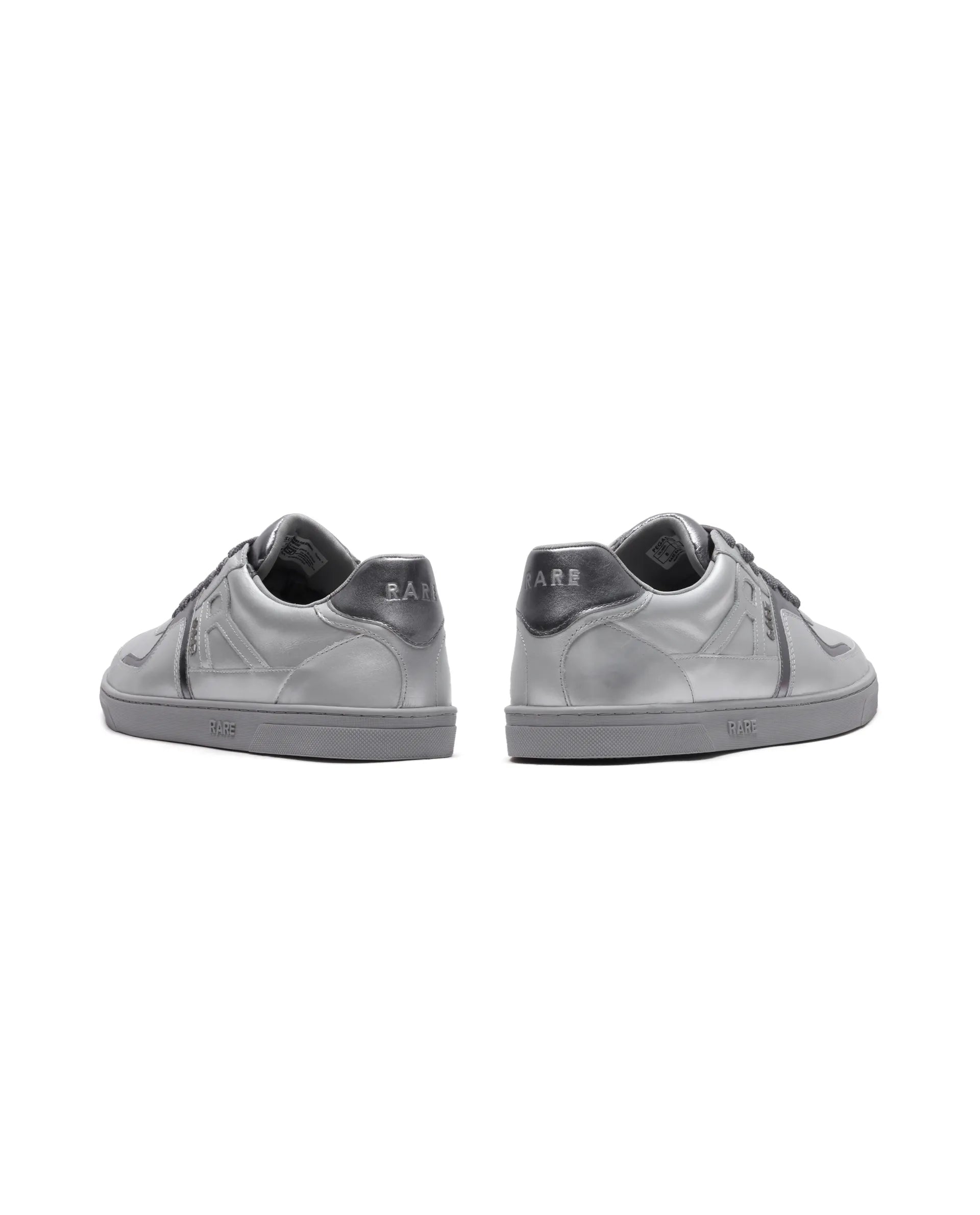 Rare Rabbit Men's Pegasus Silver Leather Lace-Up Closure Sneaker