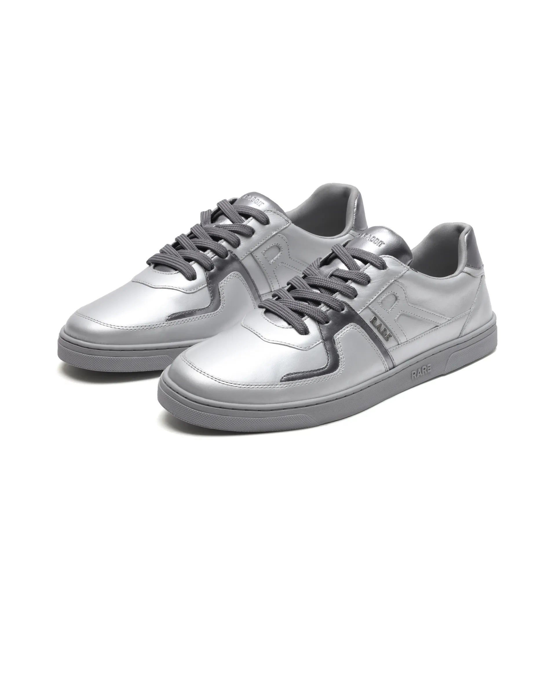 Rare Rabbit Men's Pegasus Silver Leather Lace-Up Closure Sneaker