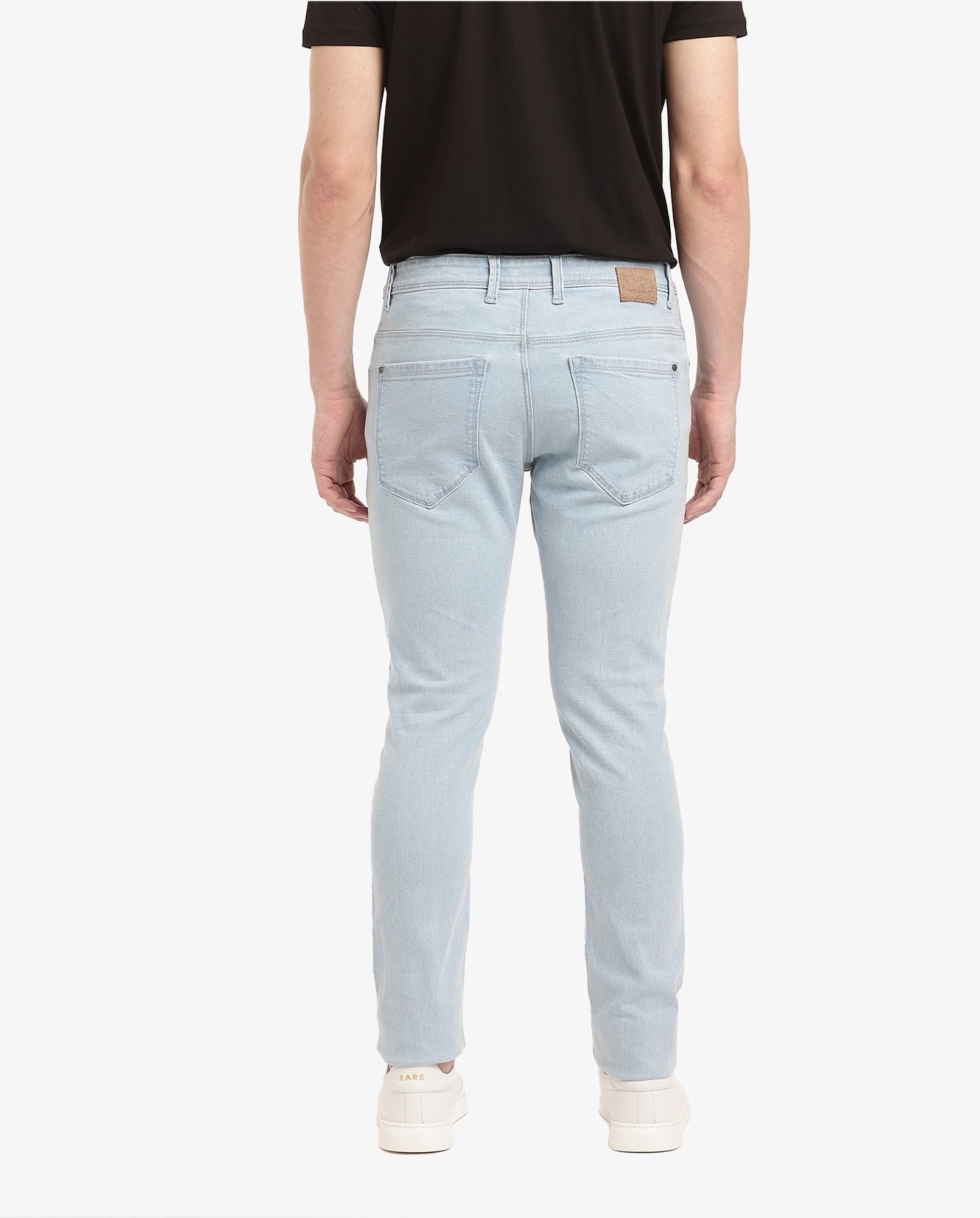 Rare Rabbit Mens Pelin Light Blue Cotton Elastane Slim Fit Solid Jeans